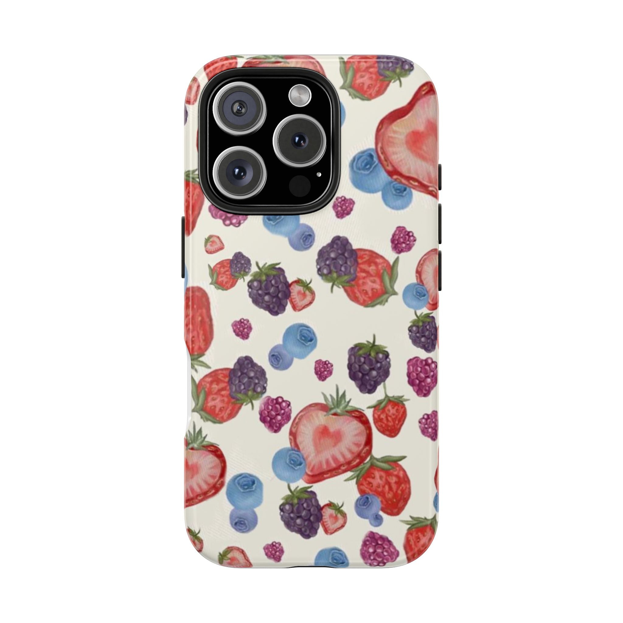 Vibrant Berry Pattern Phone Case | Tough Phone Cases, Floral Phone Cover, Berry Design, Gifts for Her, Summer Accessory