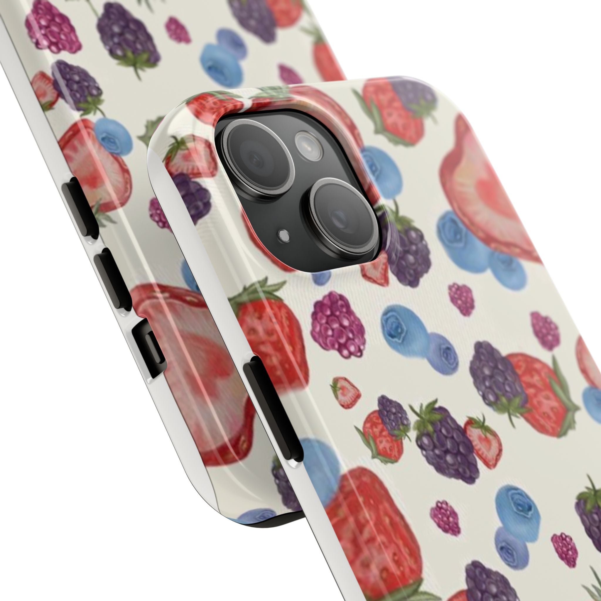 Vibrant Berry Pattern Phone Case | Tough Phone Cases, Floral Phone Cover, Berry Design, Gifts for Her, Summer Accessory