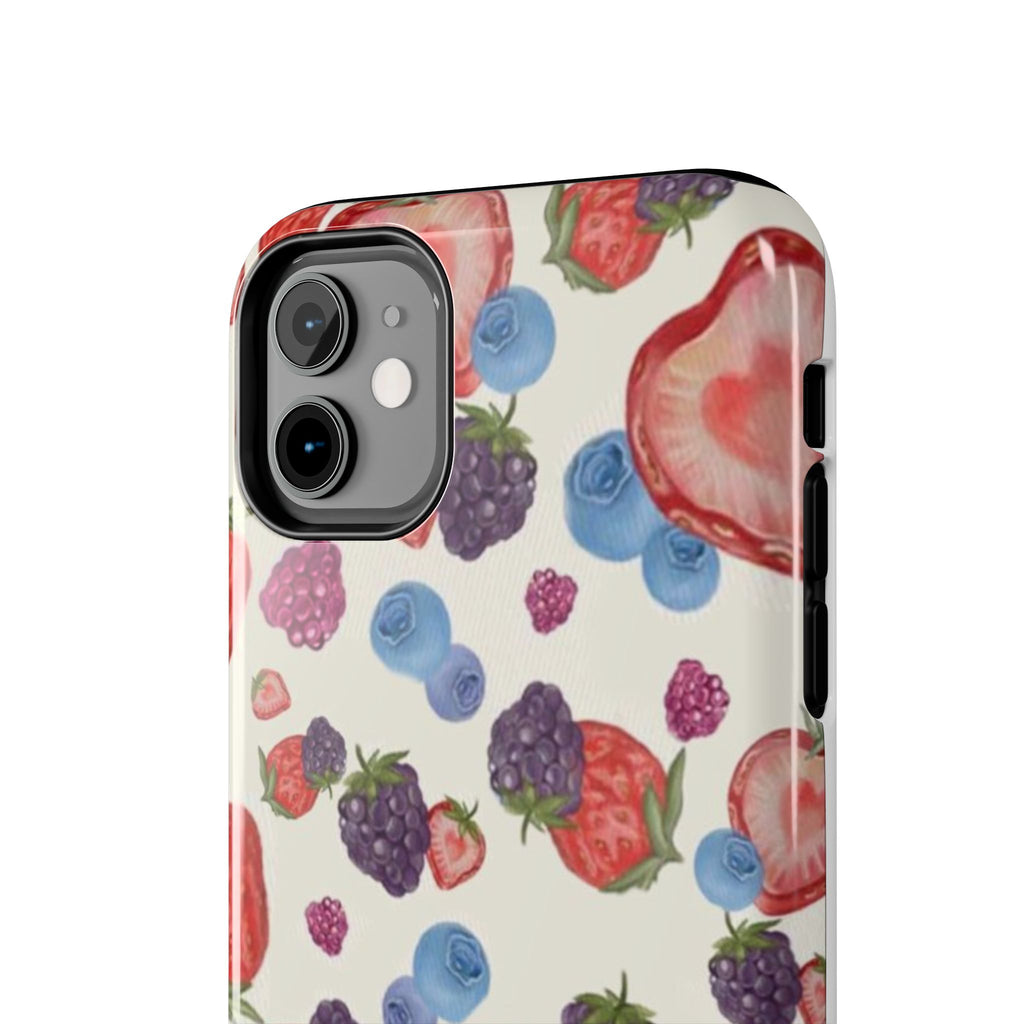 Vibrant Berry Pattern Phone Case | Tough Phone Cases, Floral Phone Cover, Berry Design, Gifts for Her, Summer Accessory