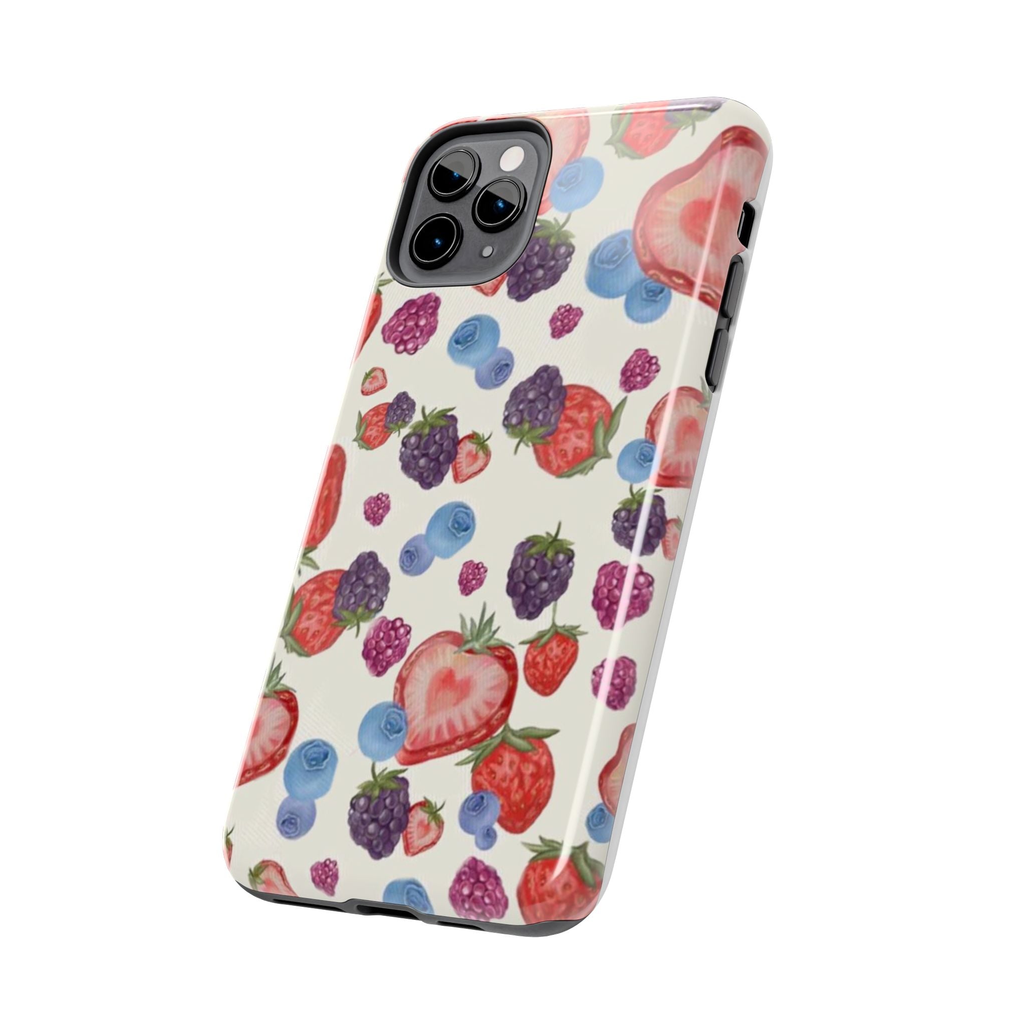 Vibrant Berry Pattern Phone Case | Tough Phone Cases, Floral Phone Cover, Berry Design, Gifts for Her, Summer Accessory
