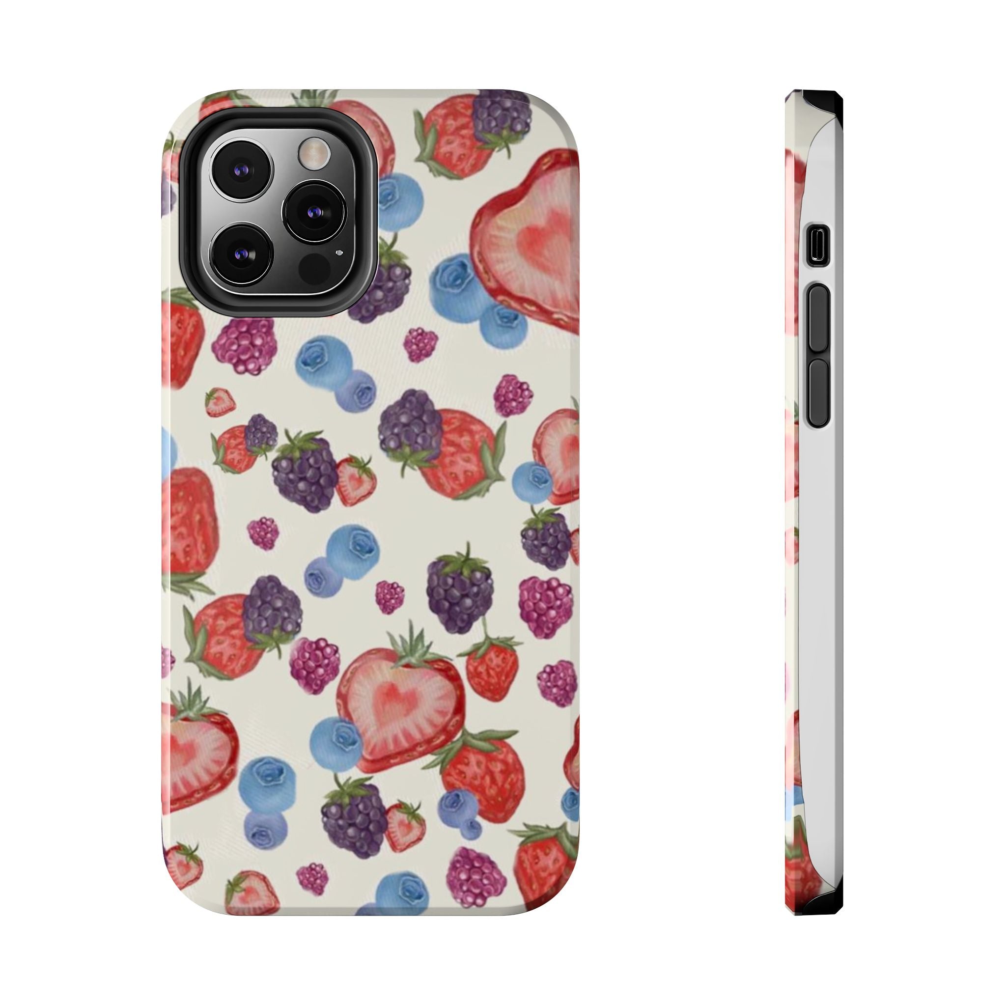Vibrant Berry Pattern Phone Case | Tough Phone Cases, Floral Phone Cover, Berry Design, Gifts for Her, Summer Accessory