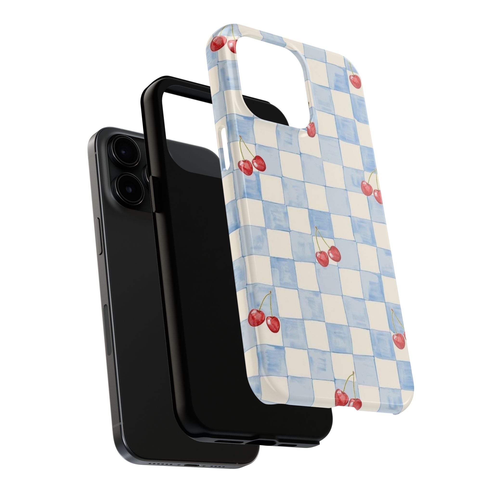 Cherry Pattern Tough Phone Case, Cute Phone Cover, Cherry Phone Case, Checkered Phone Cases, Gift for Her