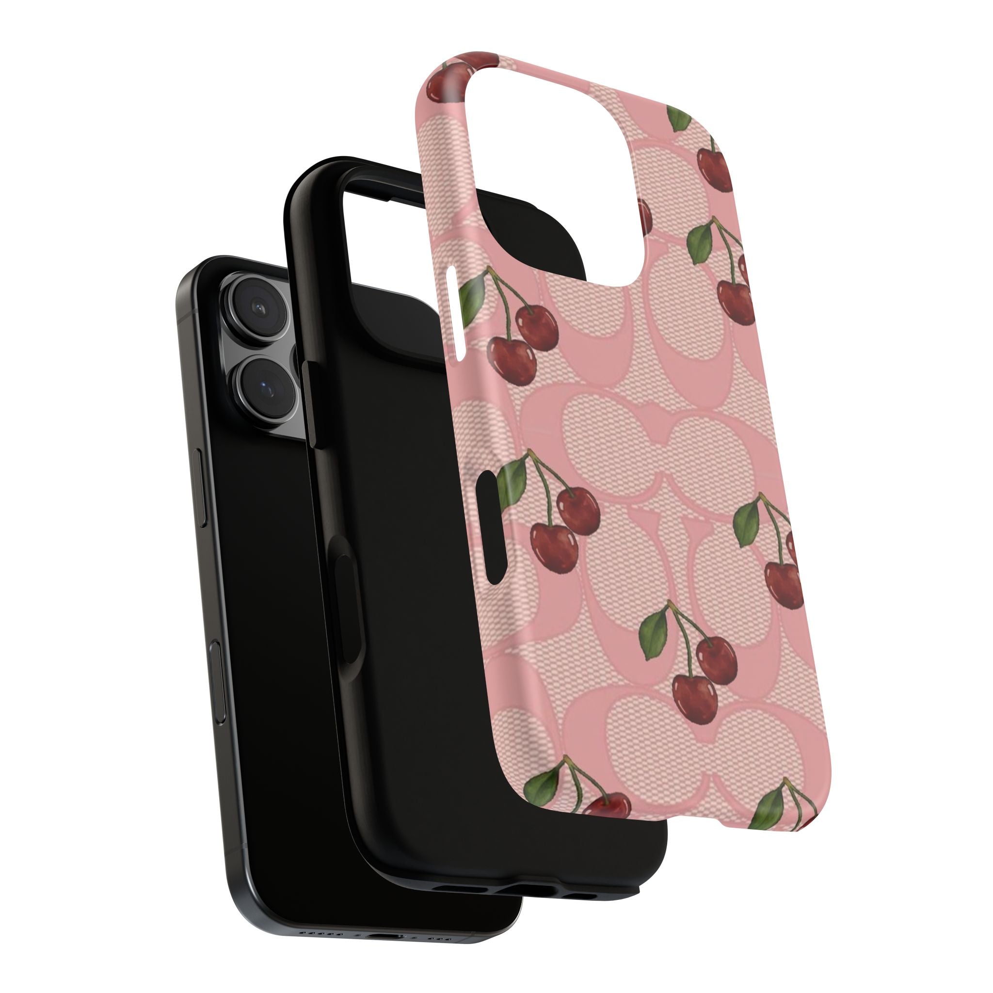 Cherry Pattern Magnetic Clear Impact Case | Phone Cover, Eco-friendly, Gift for Teens, Stylish Protection, Cherry Lovers