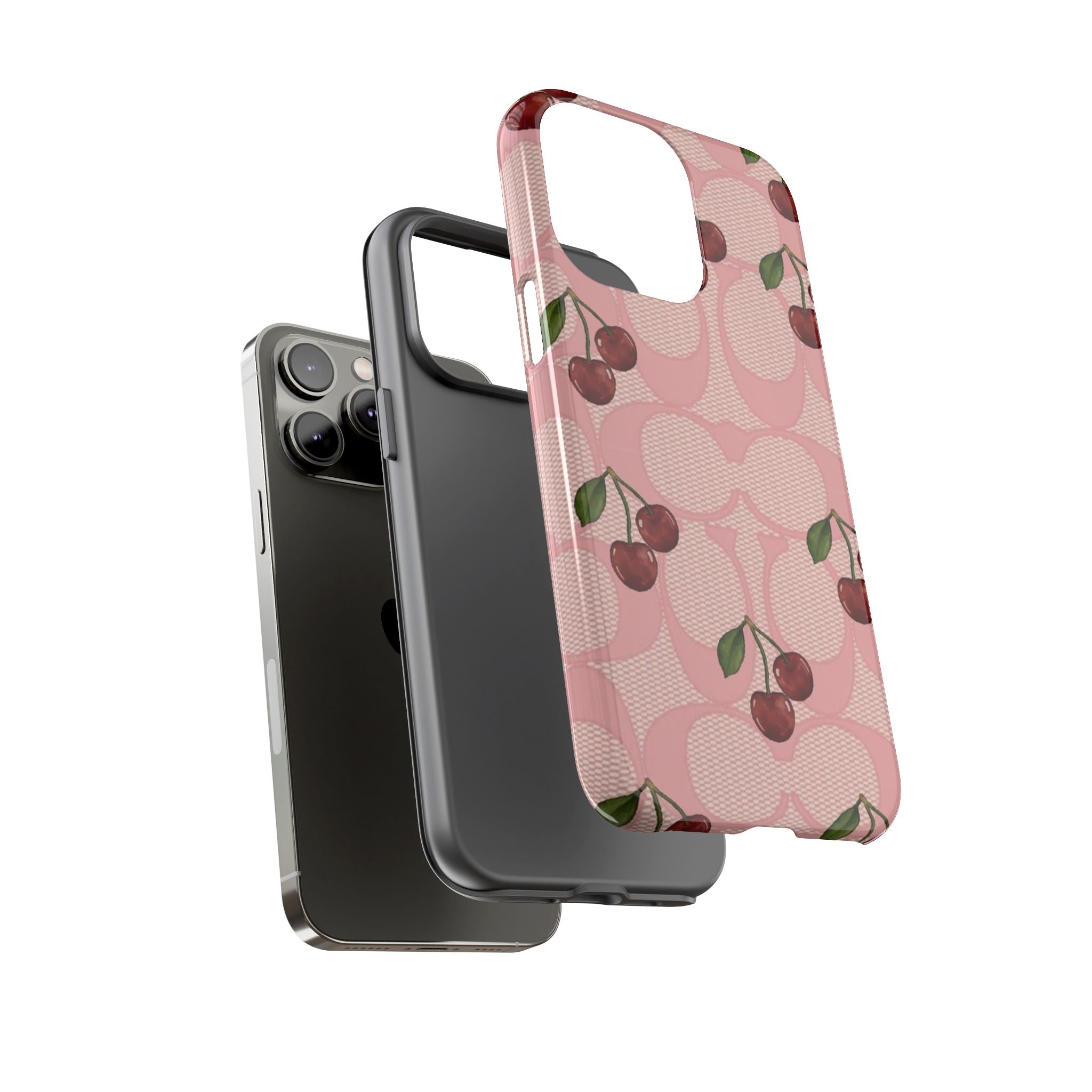 Cherry Pattern Magnetic Clear Impact Case | Phone Cover, Eco-friendly, Gift for Teens, Stylish Protection, Cherry Lovers