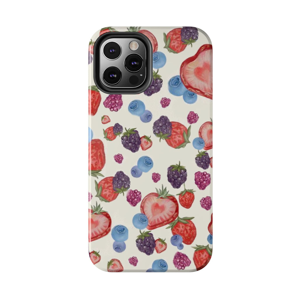 Vibrant Berry Pattern Phone Case | Tough Phone Cases, Floral Phone Cover, Berry Design, Gifts for Her, Summer Accessory