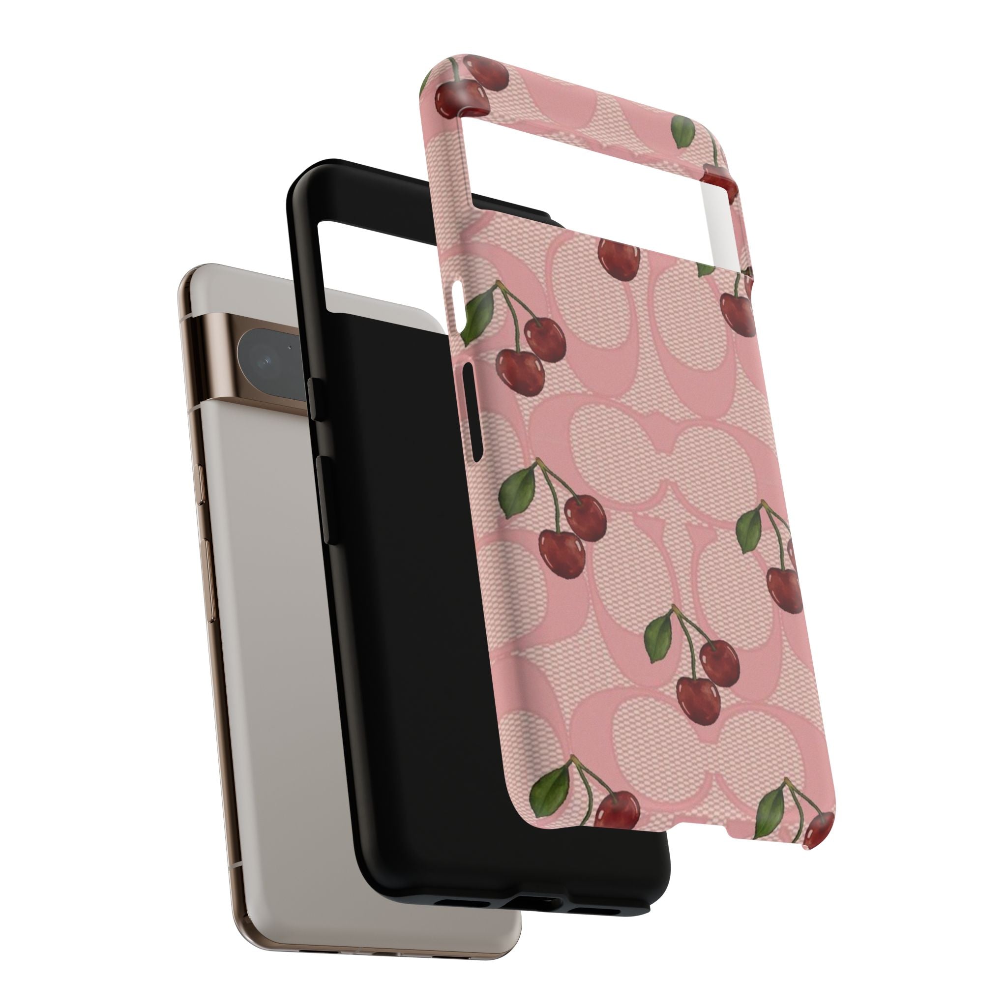 Cherry Pattern Magnetic Clear Impact Case | Phone Cover, Eco-friendly, Gift for Teens, Stylish Protection, Cherry Lovers