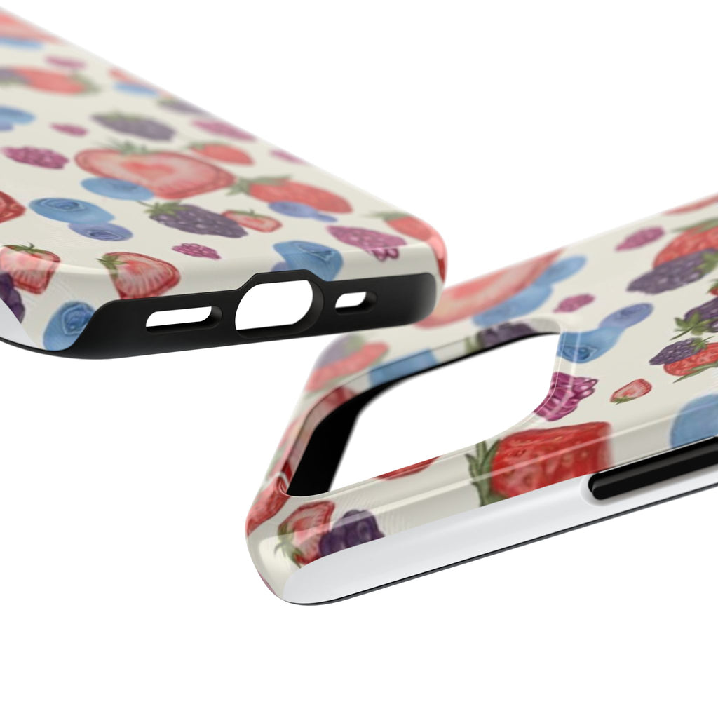 Vibrant Berry Pattern Phone Case | Tough Phone Cases, Floral Phone Cover, Berry Design, Gifts for Her, Summer Accessory