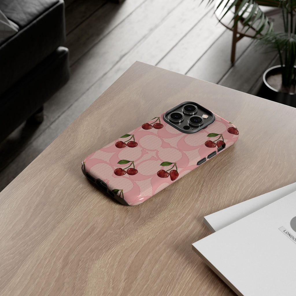 Cherry Pattern Magnetic Clear Impact Case | Phone Cover, Eco-friendly, Gift for Teens, Stylish Protection, Cherry Lovers