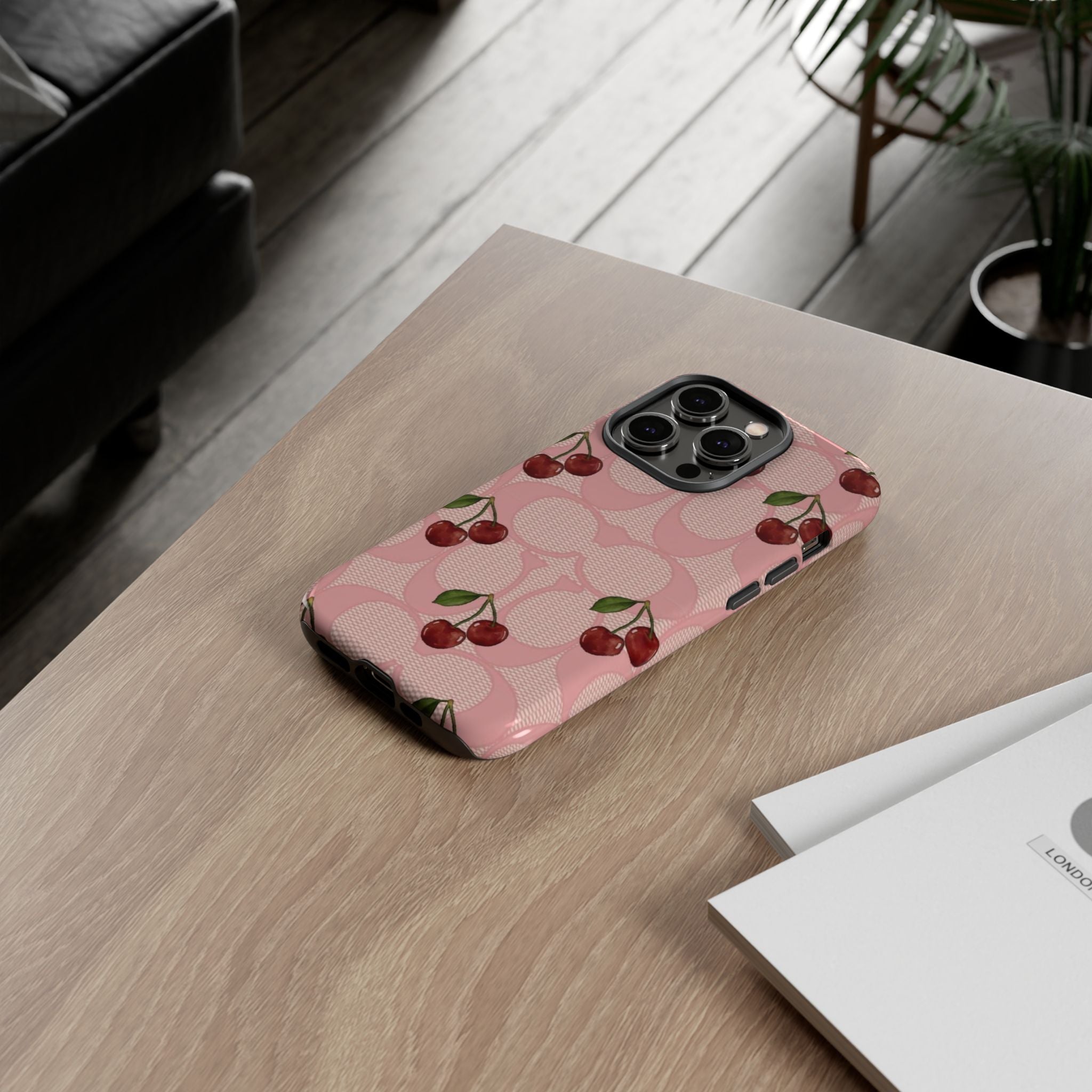 Cherry Pattern Magnetic Clear Impact Case | Phone Cover, Eco-friendly, Gift for Teens, Stylish Protection, Cherry Lovers
