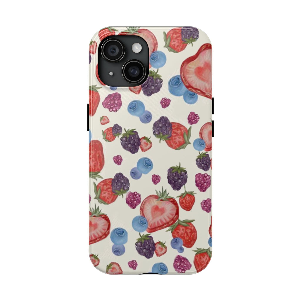 Vibrant Berry Pattern Phone Case | Tough Phone Cases, Floral Phone Cover, Berry Design, Gifts for Her, Summer Accessory