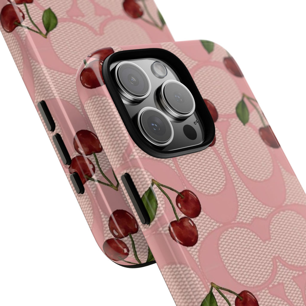Cherry Pattern Magnetic Clear Impact Case | Phone Cover, Eco-friendly, Gift for Teens, Stylish Protection, Cherry Lovers