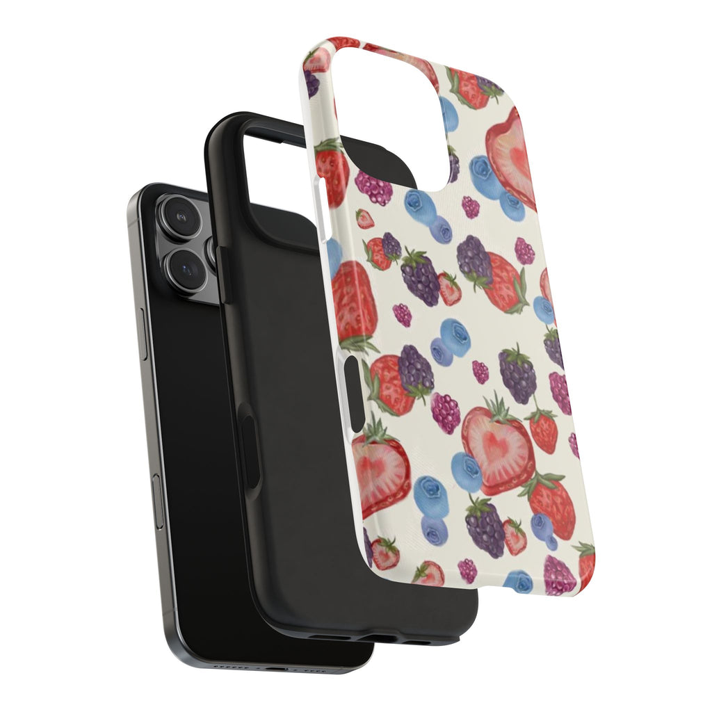 Vibrant Berry Pattern Phone Case | Tough Phone Cases, Floral Phone Cover, Berry Design, Gifts for Her, Summer Accessory