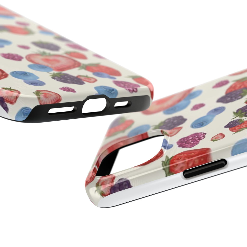Vibrant Berry Pattern Phone Case | Tough Phone Cases, Floral Phone Cover, Berry Design, Gifts for Her, Summer Accessory