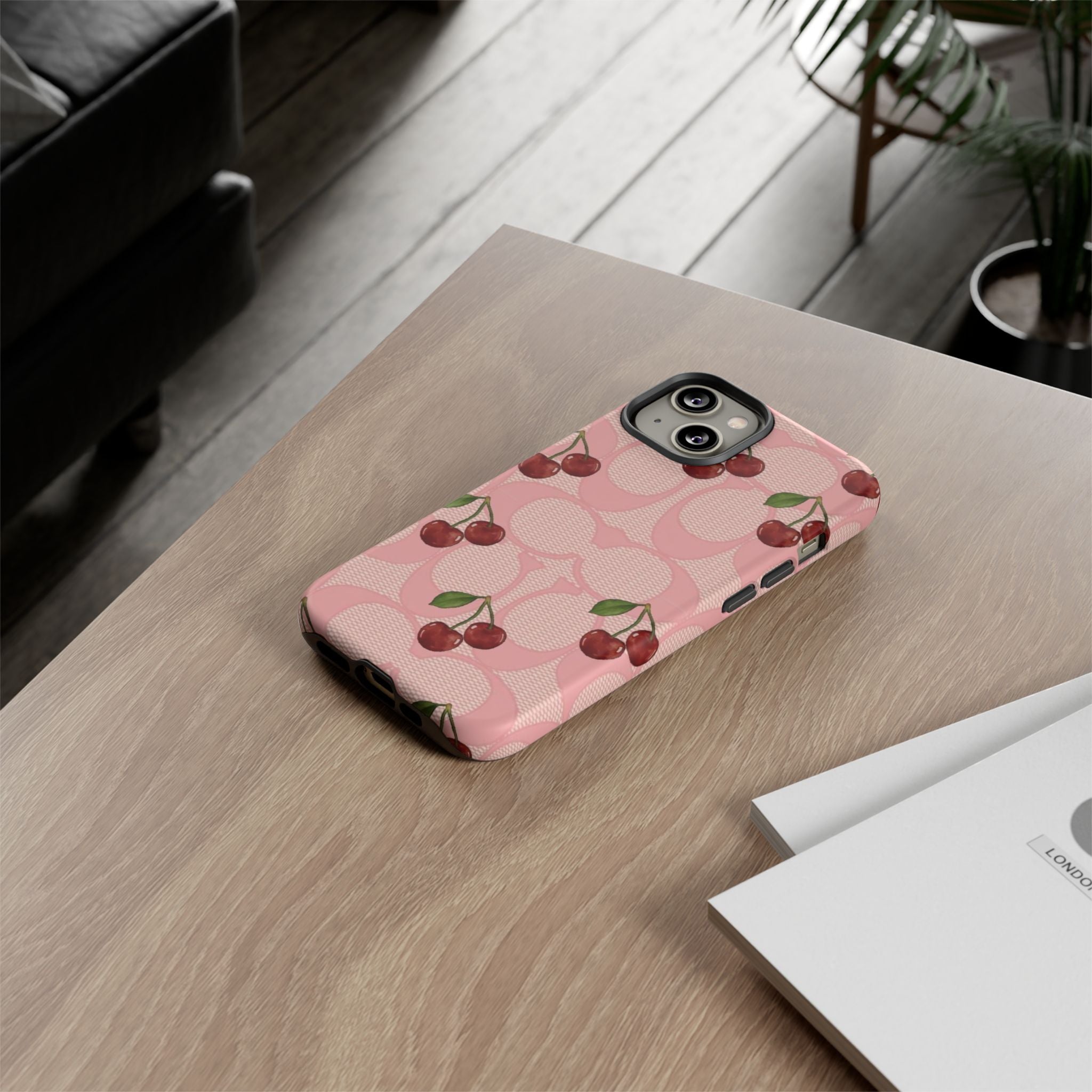 Cherry Pattern Magnetic Clear Impact Case | Phone Cover, Eco-friendly, Gift for Teens, Stylish Protection, Cherry Lovers