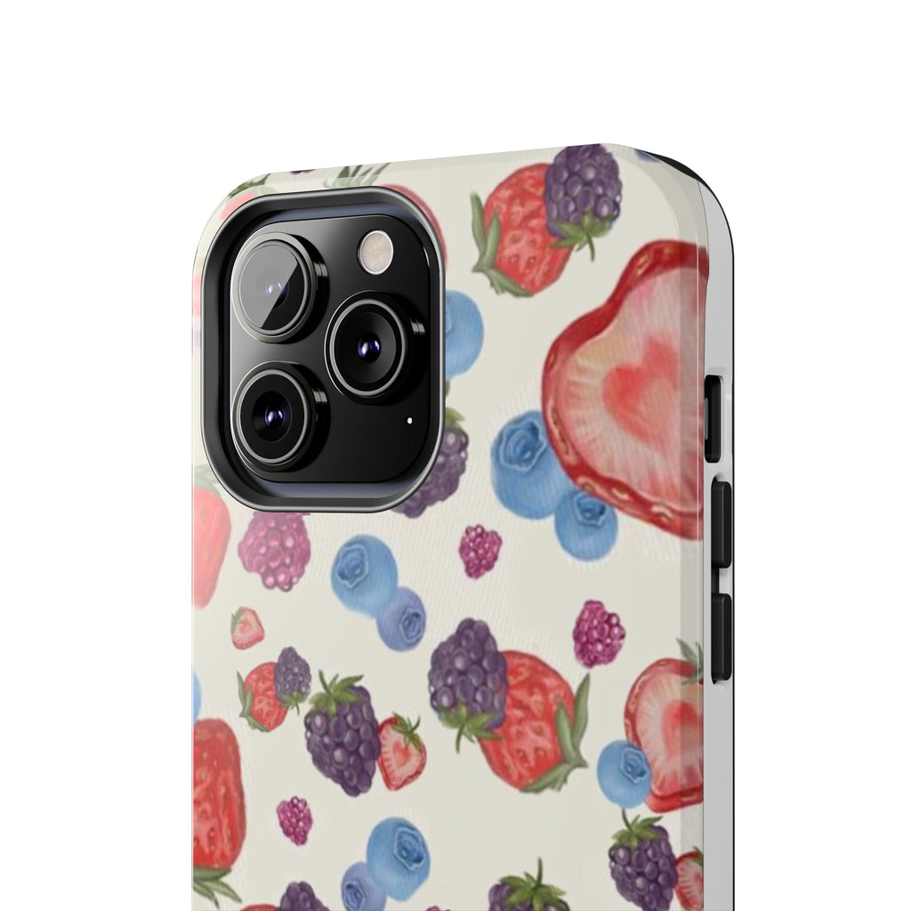 Vibrant Berry Pattern Phone Case | Tough Phone Cases, Floral Phone Cover, Berry Design, Gifts for Her, Summer Accessory