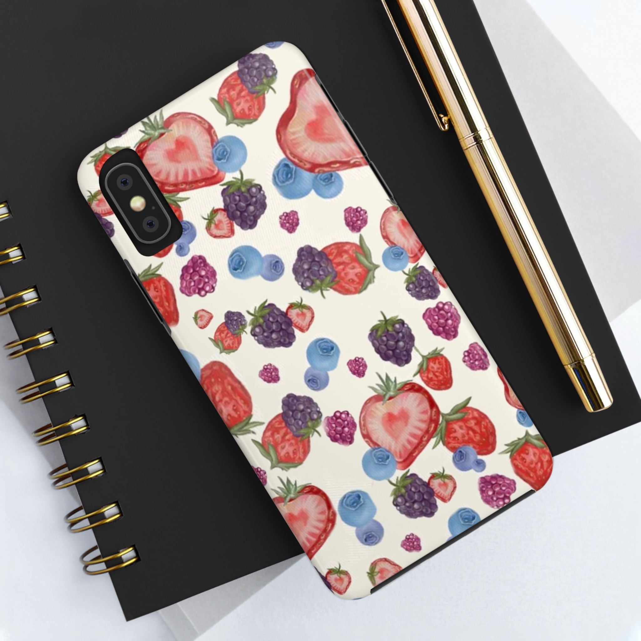 Vibrant Berry Pattern Phone Case | Tough Phone Cases, Floral Phone Cover, Berry Design, Gifts for Her, Summer Accessory