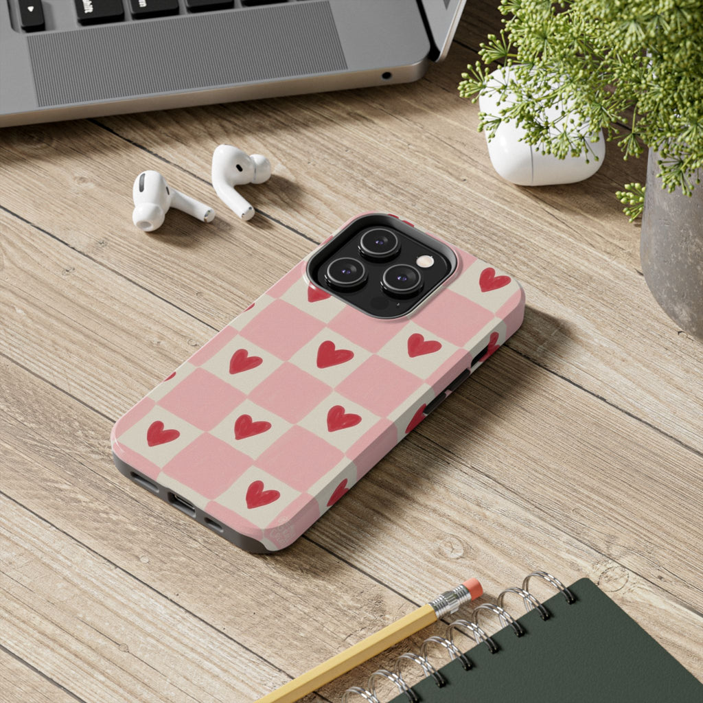 Love-Patterned Tough Phone Case, Heart Design for Essential Protection, Cute Gift for Her, Valentine's Day, Birthday, Everyday Use