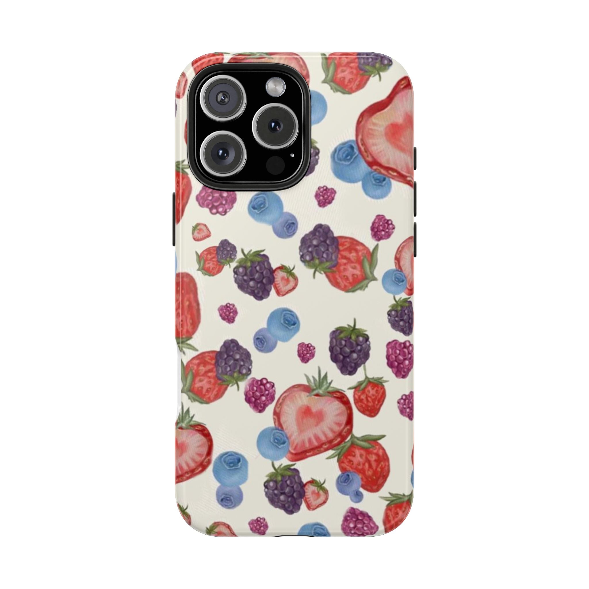 Vibrant Berry Pattern Phone Case | Tough Phone Cases, Floral Phone Cover, Berry Design, Gifts for Her, Summer Accessory