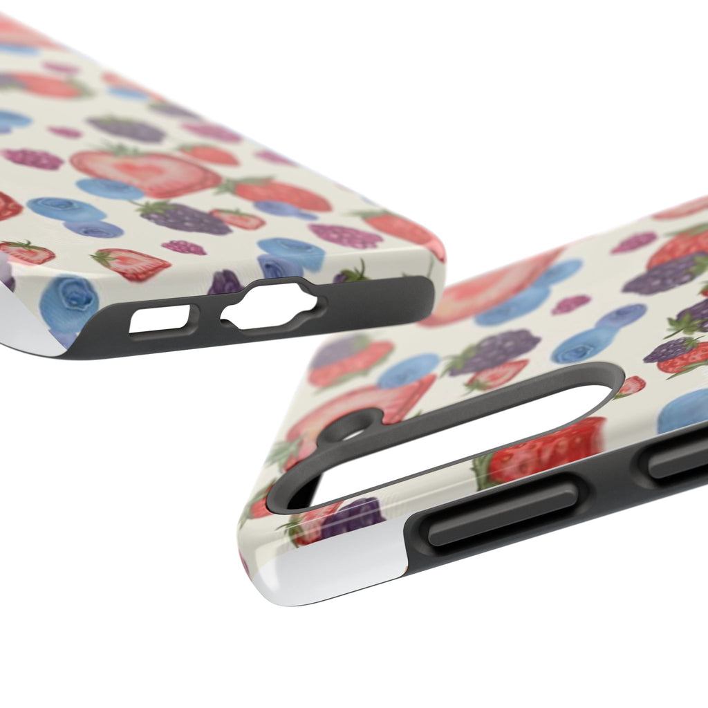 Vibrant Berry Pattern Phone Case | Tough Phone Cases, Floral Phone Cover, Berry Design, Gifts for Her, Summer Accessory