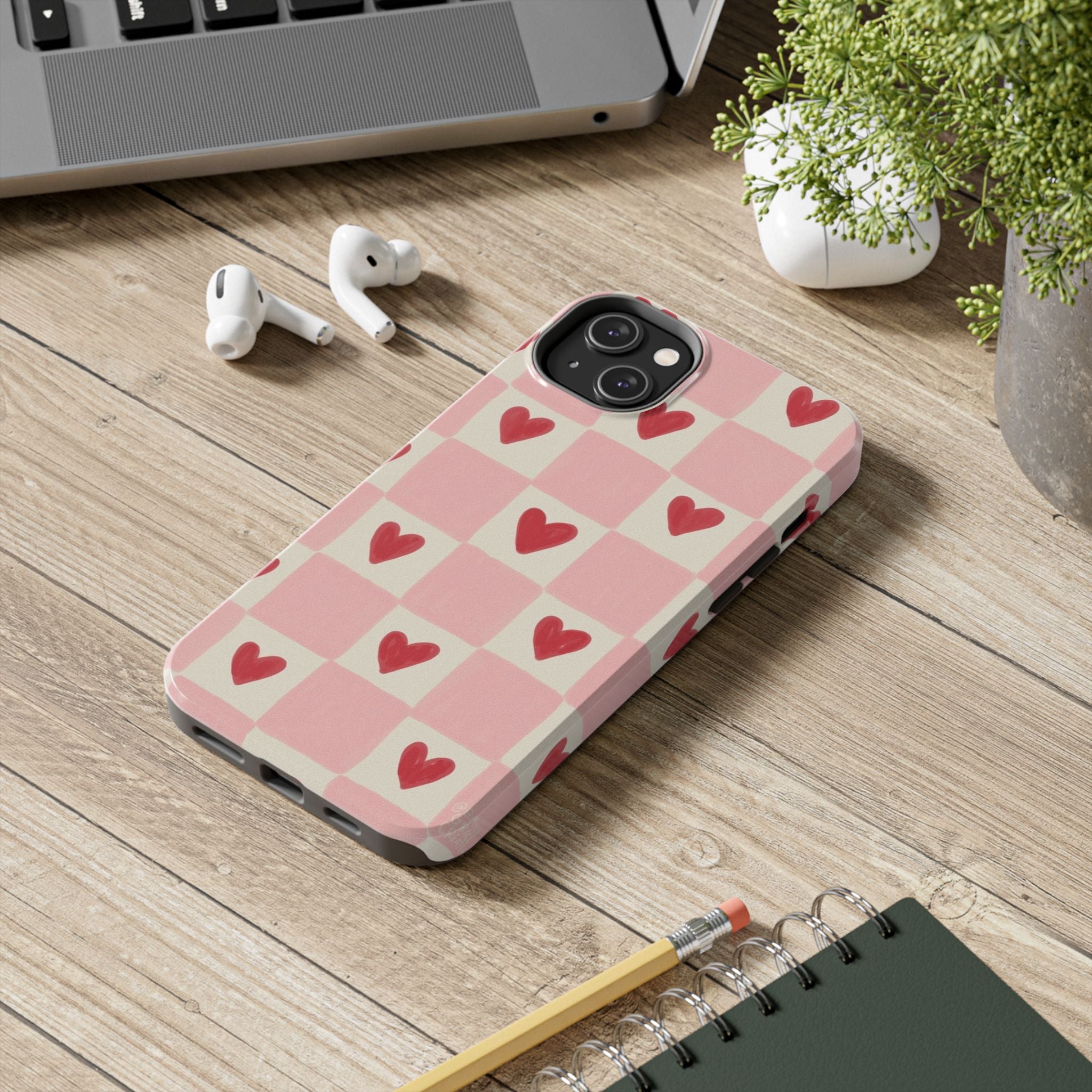 Love-Patterned Tough Phone Case, Heart Design for Essential Protection, Cute Gift for Her, Valentine's Day, Birthday, Everyday Use