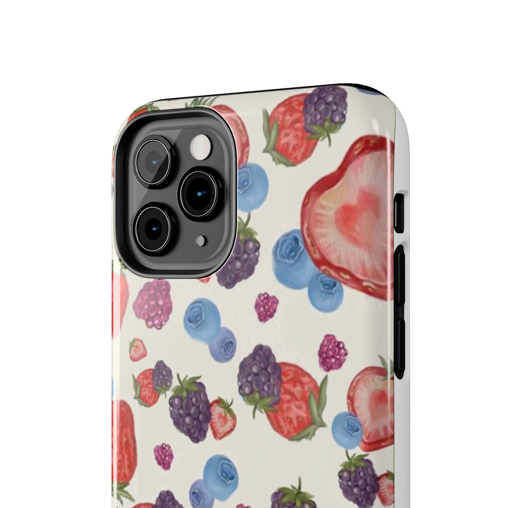 Vibrant Berry Pattern Phone Case | Tough Phone Cases, Floral Phone Cover, Berry Design, Gifts for Her, Summer Accessory