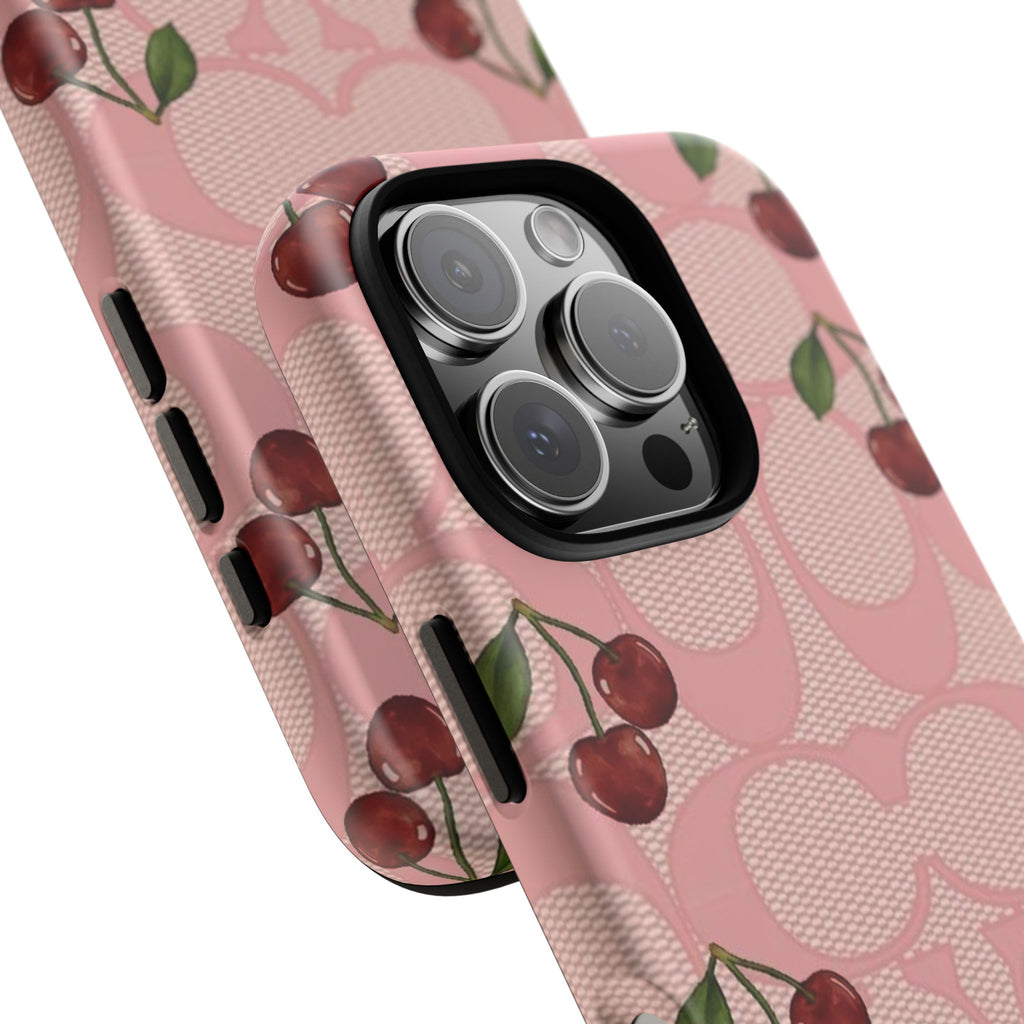 Cherry Pattern Magnetic Clear Impact Case | Phone Cover, Eco-friendly, Gift for Teens, Stylish Protection, Cherry Lovers