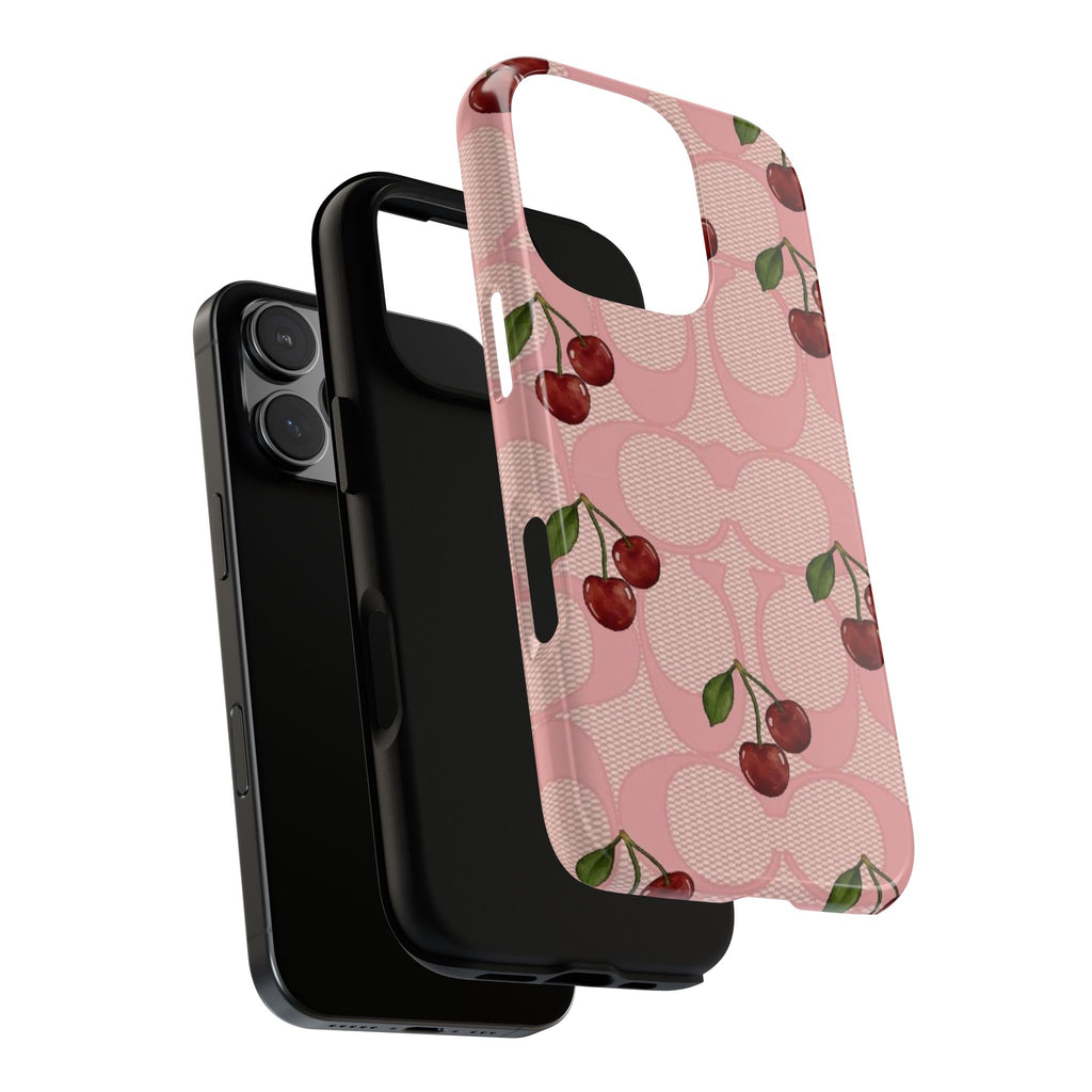 Cherry Pattern Magnetic Clear Impact Case | Phone Cover, Eco-friendly, Gift for Teens, Stylish Protection, Cherry Lovers