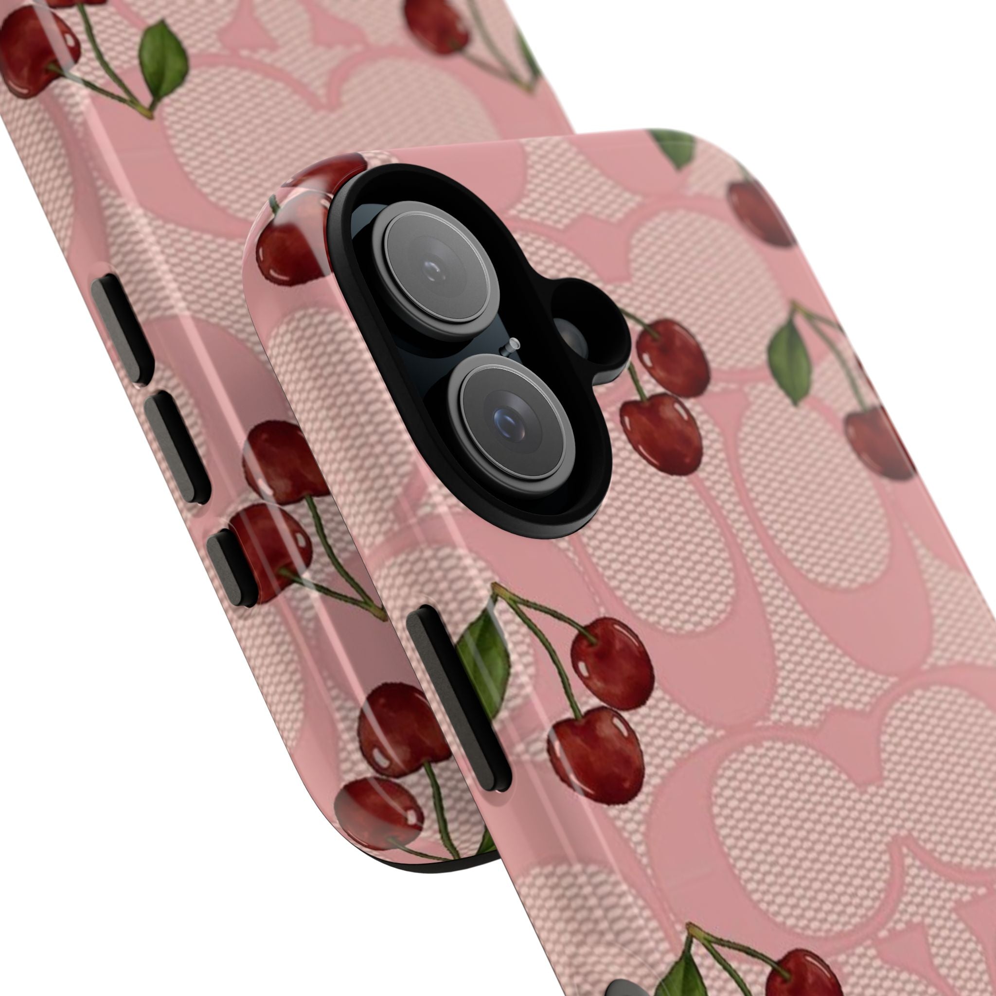 Cherry Pattern Magnetic Clear Impact Case | Phone Cover, Eco-friendly, Gift for Teens, Stylish Protection, Cherry Lovers