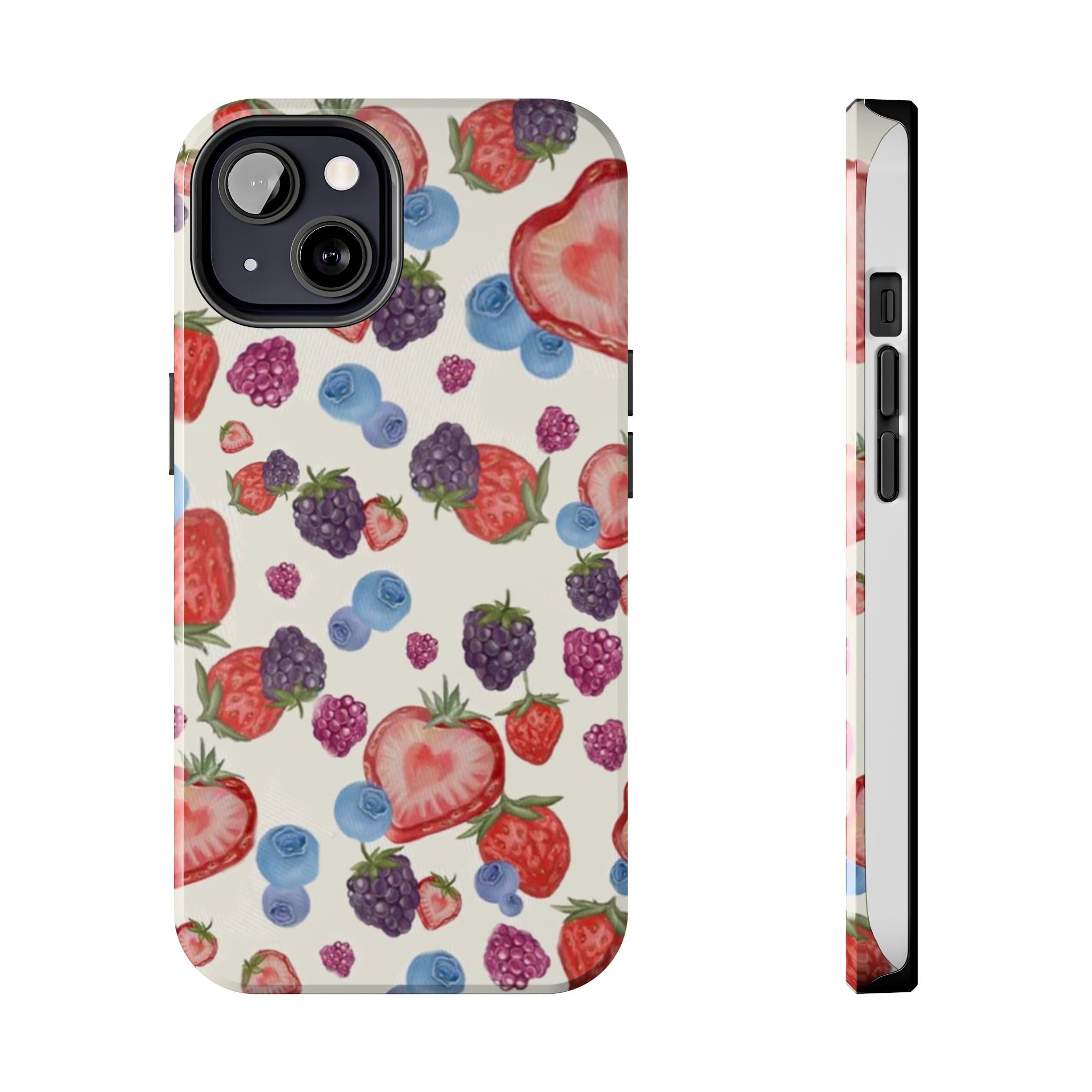 Vibrant Berry Pattern Phone Case | Tough Phone Cases, Floral Phone Cover, Berry Design, Gifts for Her, Summer Accessory