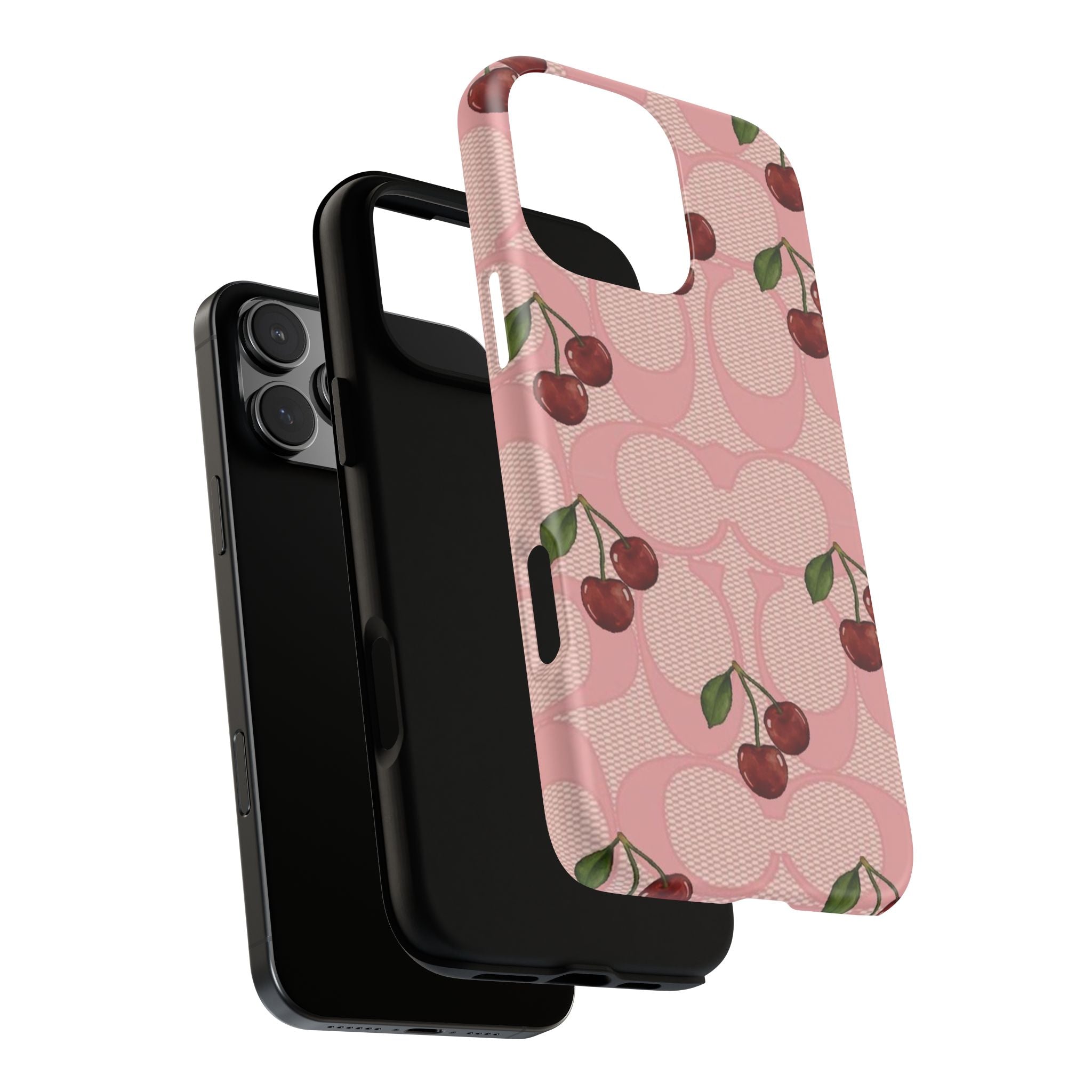 Cherry Pattern Magnetic Clear Impact Case | Phone Cover, Eco-friendly, Gift for Teens, Stylish Protection, Cherry Lovers