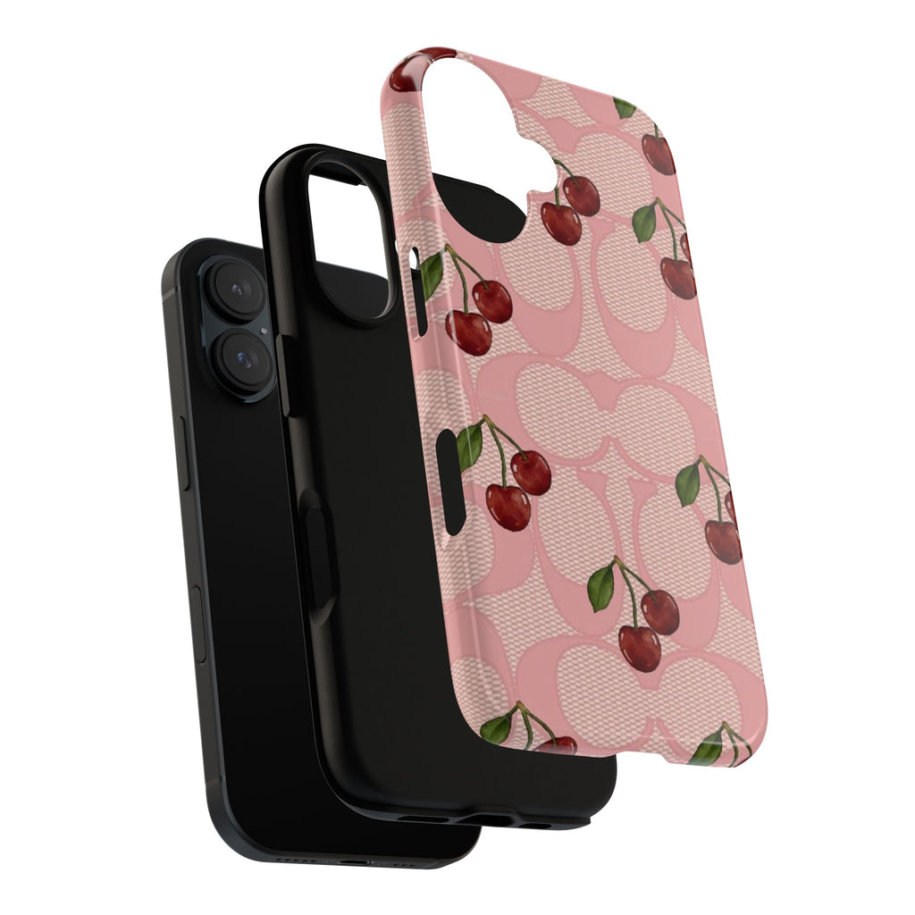 Cherry Pattern Magnetic Clear Impact Case | Phone Cover, Eco-friendly, Gift for Teens, Stylish Protection, Cherry Lovers