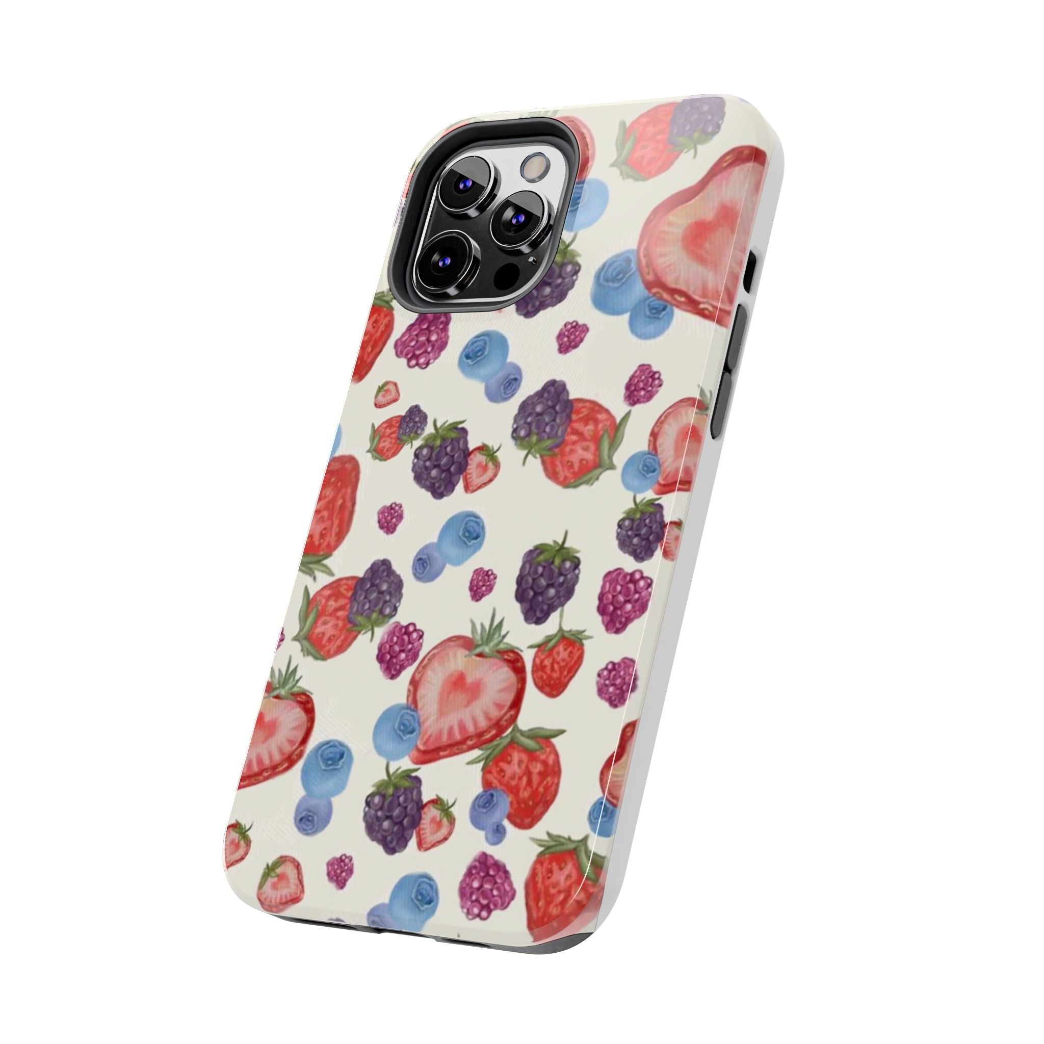 Vibrant Berry Pattern Phone Case | Tough Phone Cases, Floral Phone Cover, Berry Design, Gifts for Her, Summer Accessory