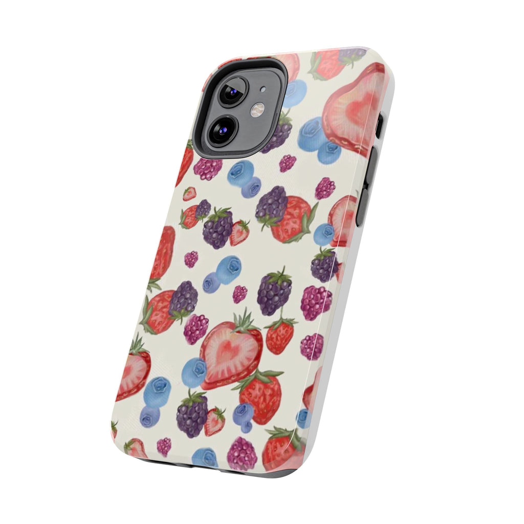 Vibrant Berry Pattern Phone Case | Tough Phone Cases, Floral Phone Cover, Berry Design, Gifts for Her, Summer Accessory