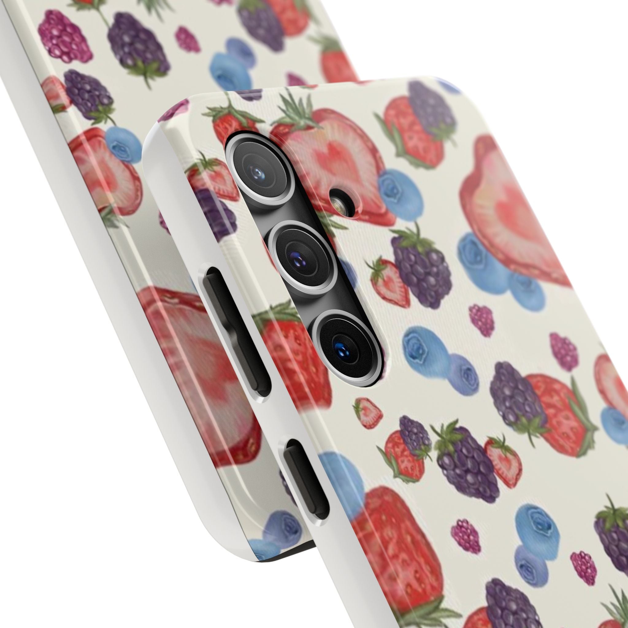 Vibrant Berry Pattern Phone Case | Tough Phone Cases, Floral Phone Cover, Berry Design, Gifts for Her, Summer Accessory
