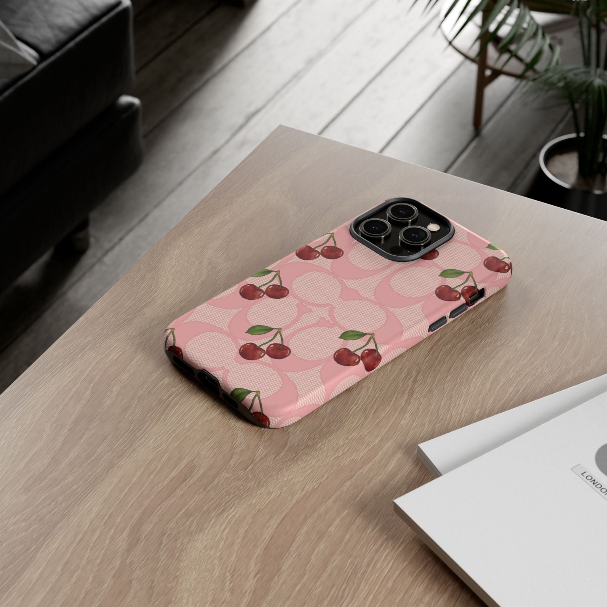 Cherry Pattern Magnetic Clear Impact Case | Phone Cover, Eco-friendly, Gift for Teens, Stylish Protection, Cherry Lovers