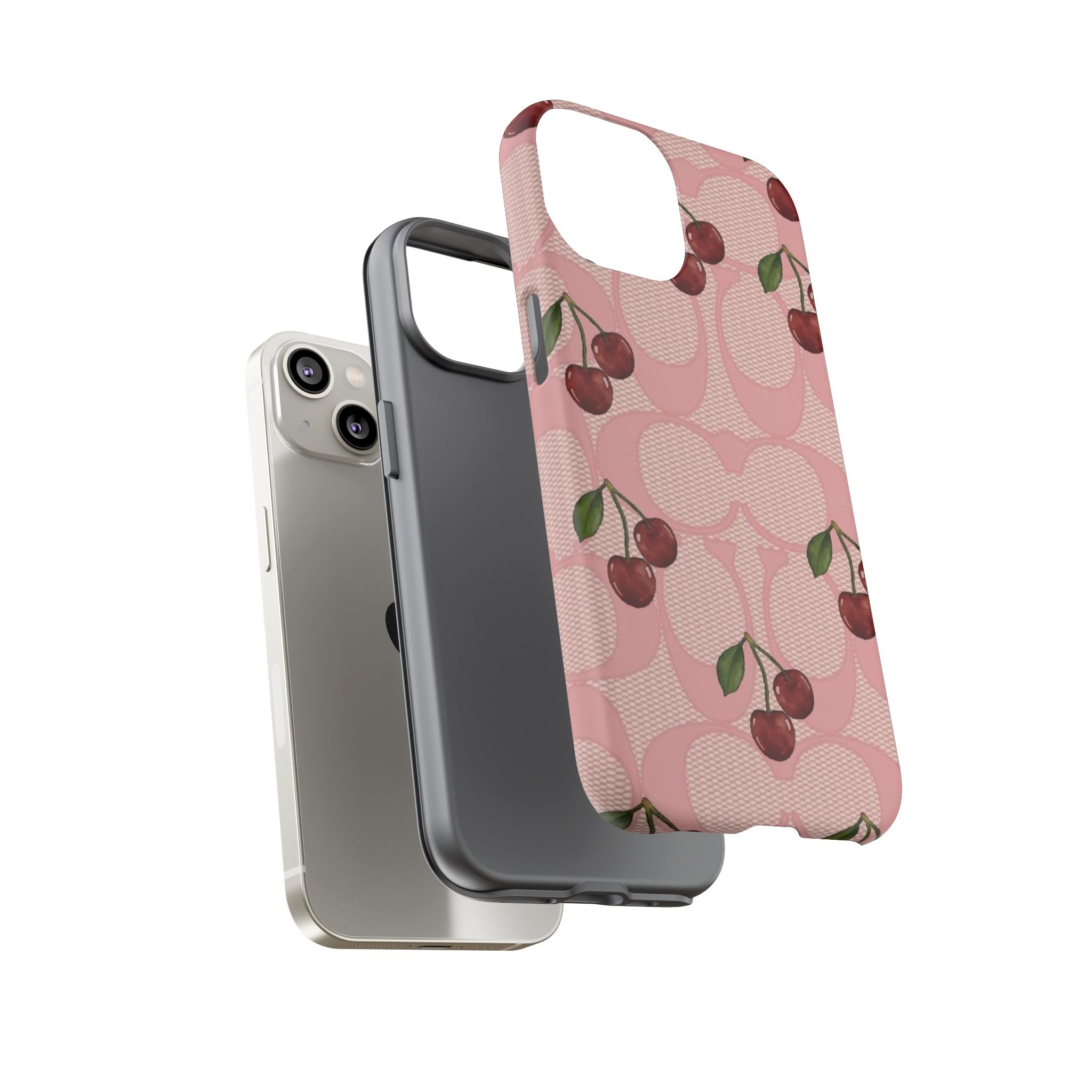 Cherry Pattern Magnetic Clear Impact Case | Phone Cover, Eco-friendly, Gift for Teens, Stylish Protection, Cherry Lovers