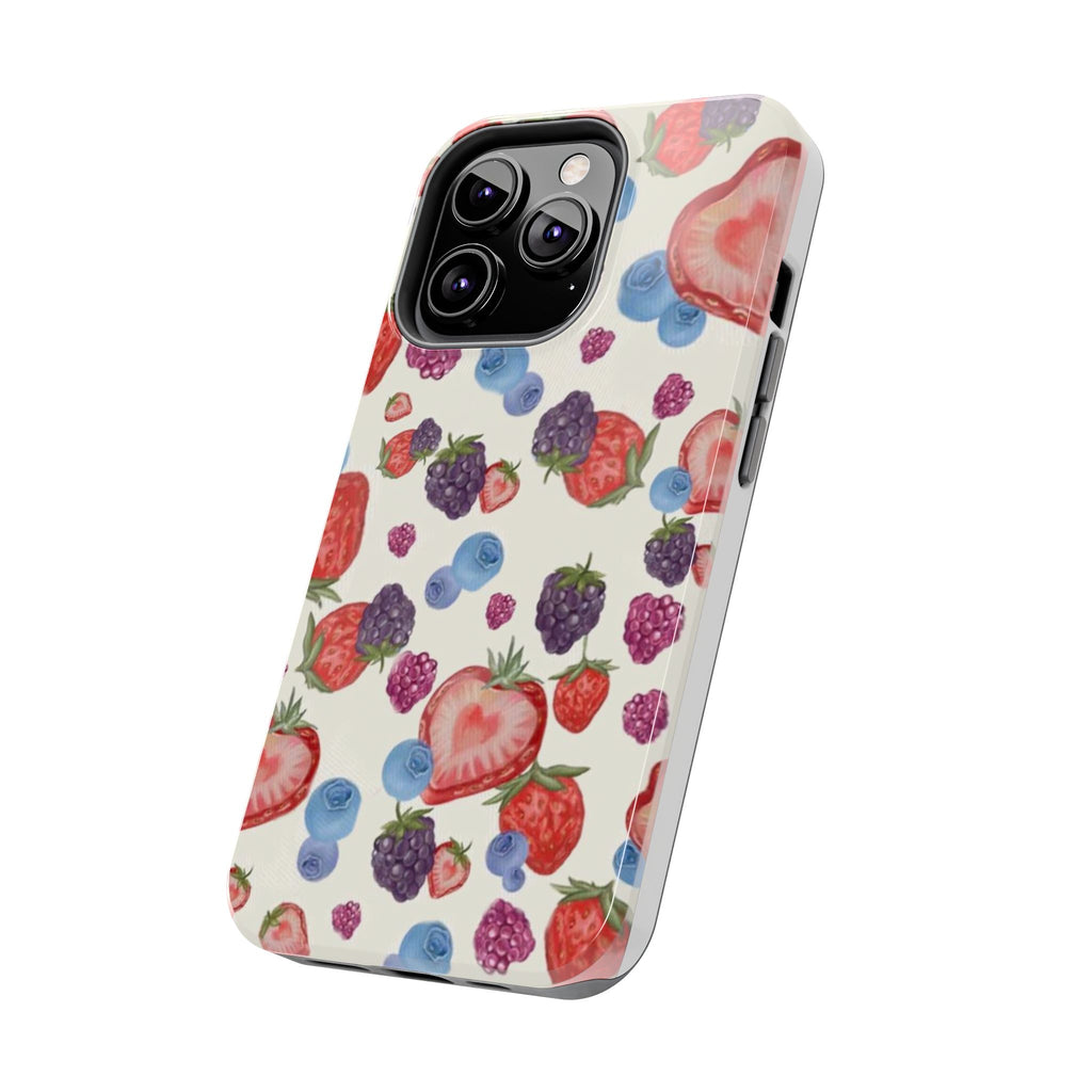 Vibrant Berry Pattern Phone Case | Tough Phone Cases, Floral Phone Cover, Berry Design, Gifts for Her, Summer Accessory