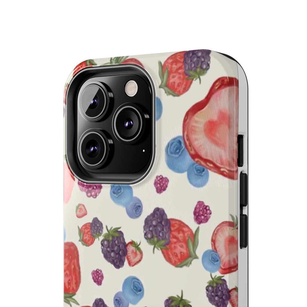 Vibrant Berry Pattern Phone Case | Tough Phone Cases, Floral Phone Cover, Berry Design, Gifts for Her, Summer Accessory