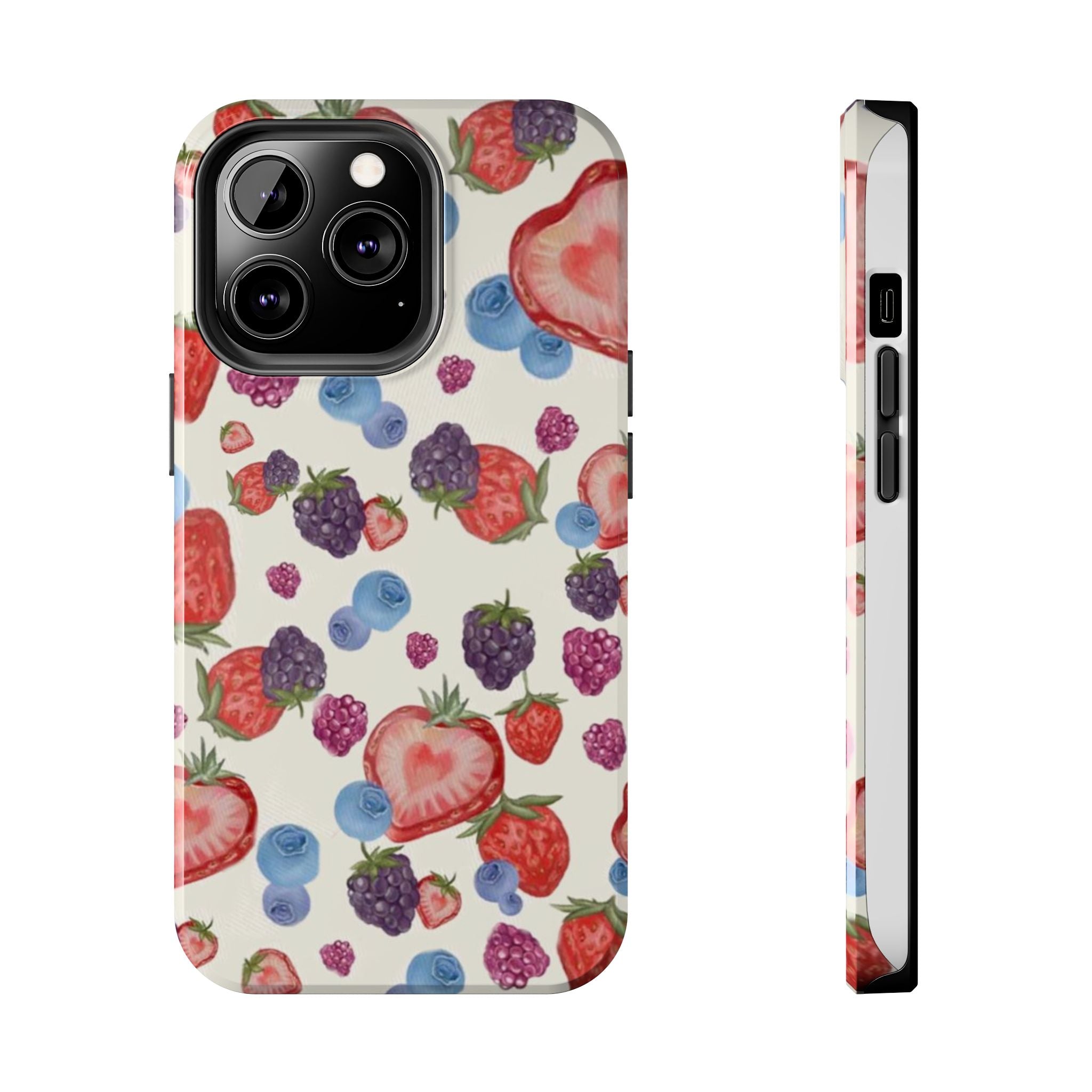 Vibrant Berry Pattern Phone Case | Tough Phone Cases, Floral Phone Cover, Berry Design, Gifts for Her, Summer Accessory