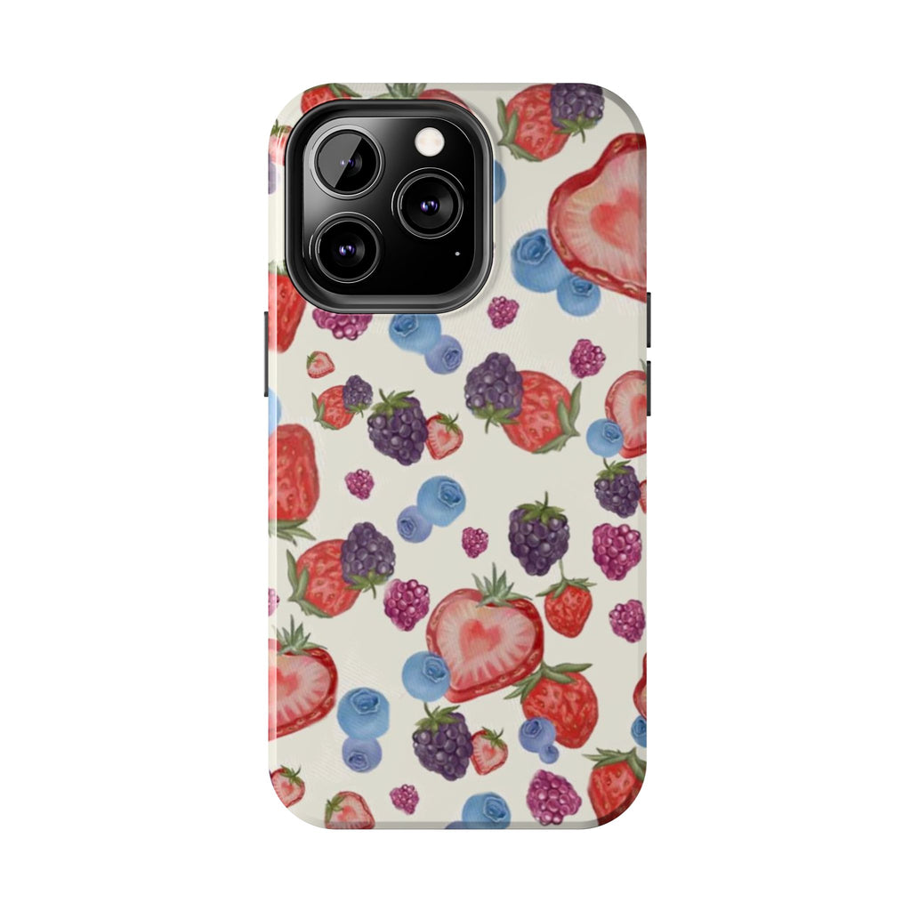 Vibrant Berry Pattern Phone Case | Tough Phone Cases, Floral Phone Cover, Berry Design, Gifts for Her, Summer Accessory