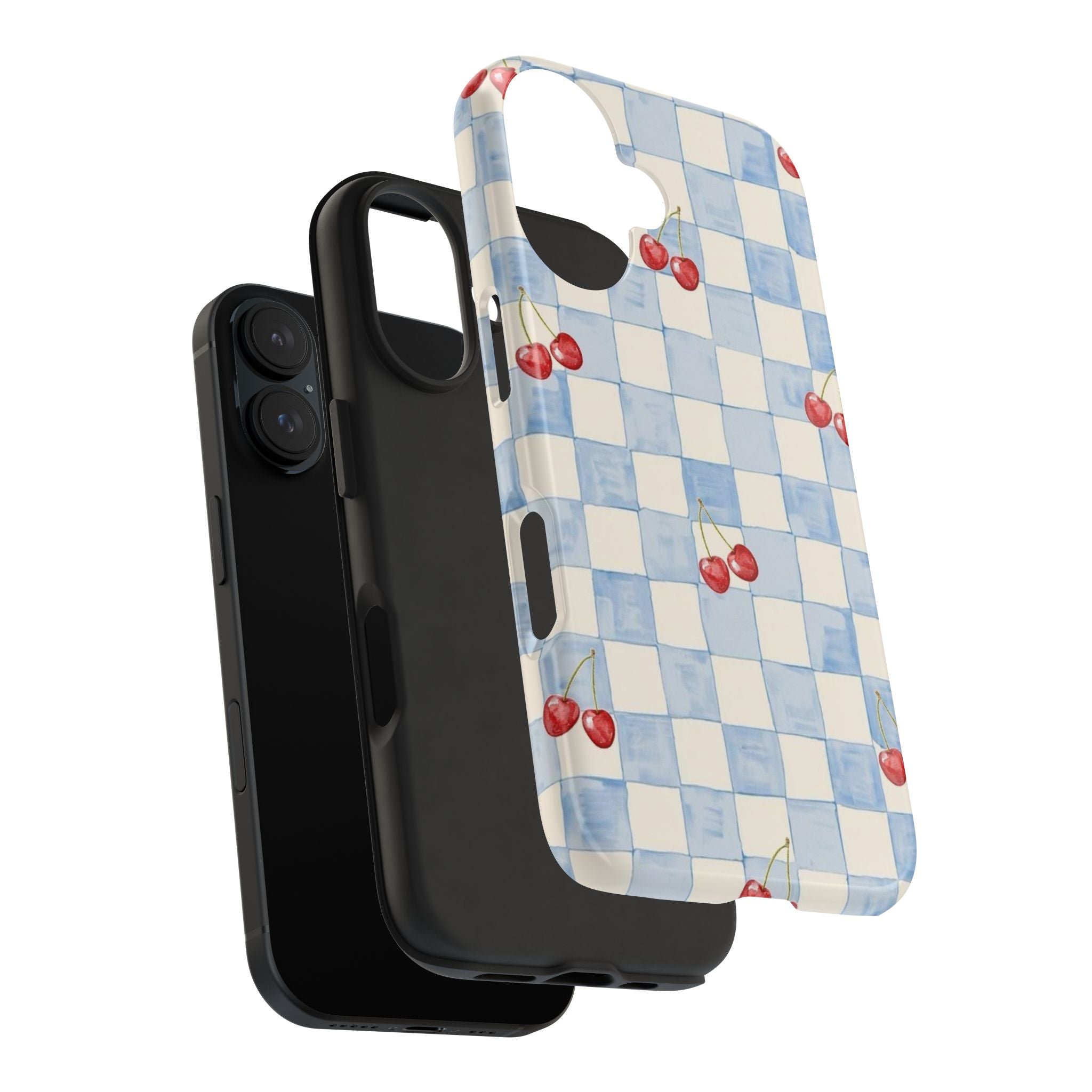 Cherry Pattern Tough Phone Case, Cute Phone Cover, Cherry Phone Case, Checkered Phone Cases, Gift for Her