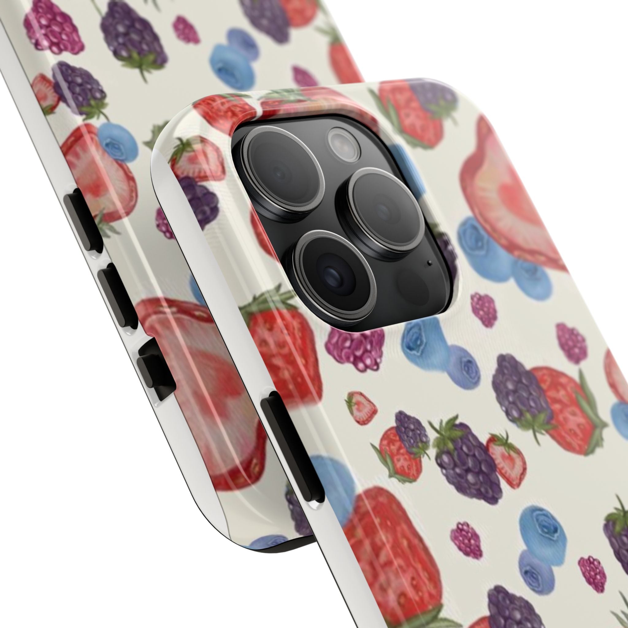 Vibrant Berry Pattern Phone Case | Tough Phone Cases, Floral Phone Cover, Berry Design, Gifts for Her, Summer Accessory