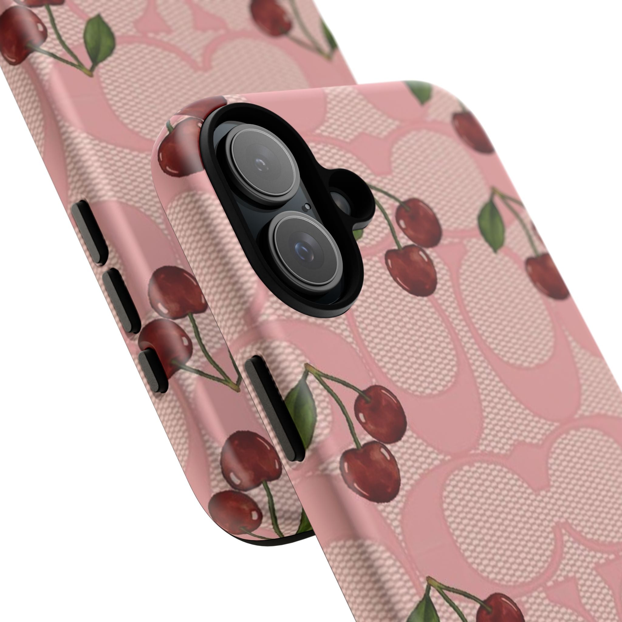 Cherry Pattern Magnetic Clear Impact Case | Phone Cover, Eco-friendly, Gift for Teens, Stylish Protection, Cherry Lovers