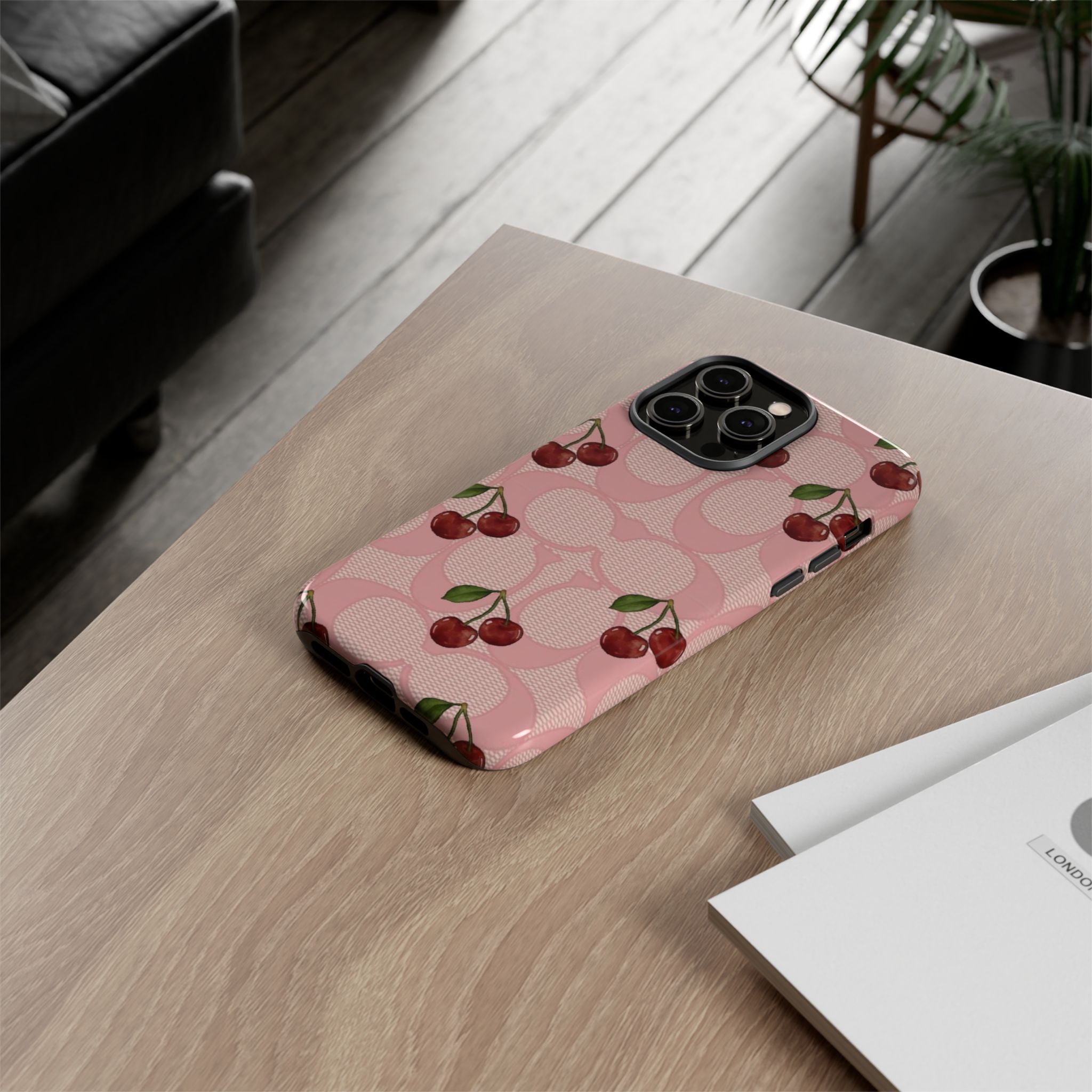 Cherry Pattern Magnetic Clear Impact Case | Phone Cover, Eco-friendly, Gift for Teens, Stylish Protection, Cherry Lovers