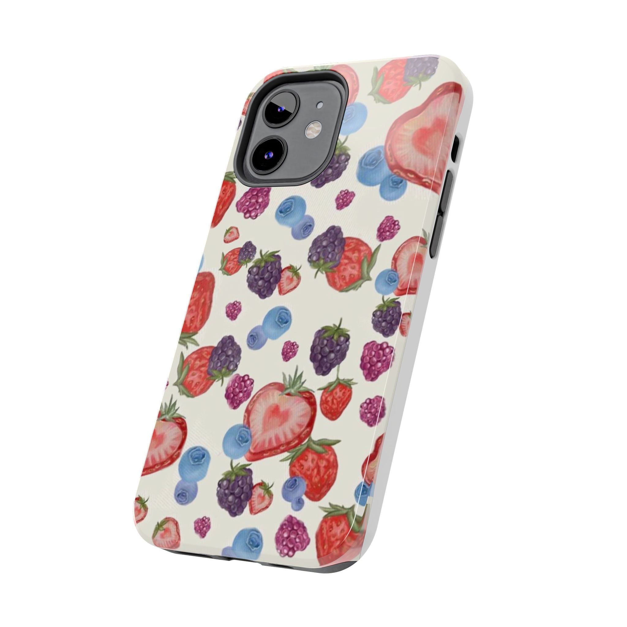 Vibrant Berry Pattern Phone Case | Tough Phone Cases, Floral Phone Cover, Berry Design, Gifts for Her, Summer Accessory