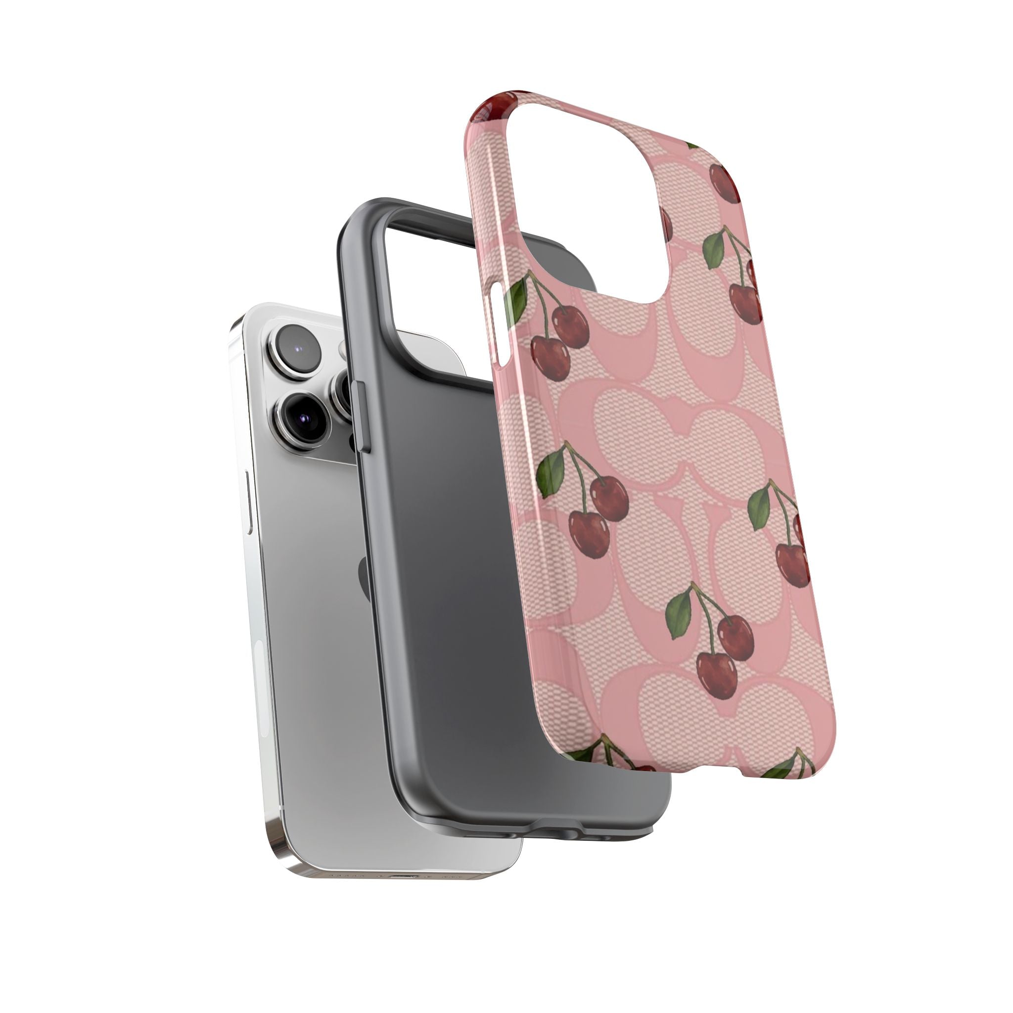 Cherry Pattern Magnetic Clear Impact Case | Phone Cover, Eco-friendly, Gift for Teens, Stylish Protection, Cherry Lovers