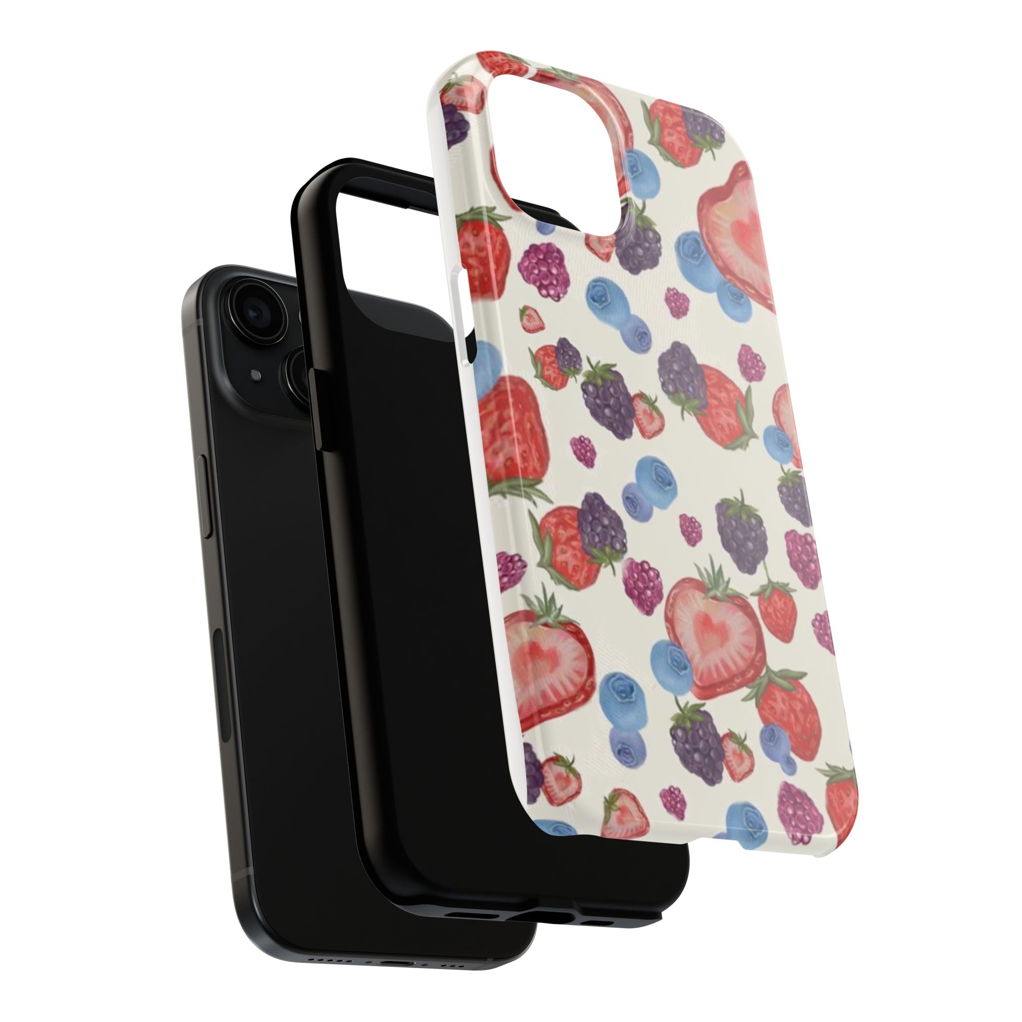 Vibrant Berry Pattern Phone Case | Tough Phone Cases, Floral Phone Cover, Berry Design, Gifts for Her, Summer Accessory