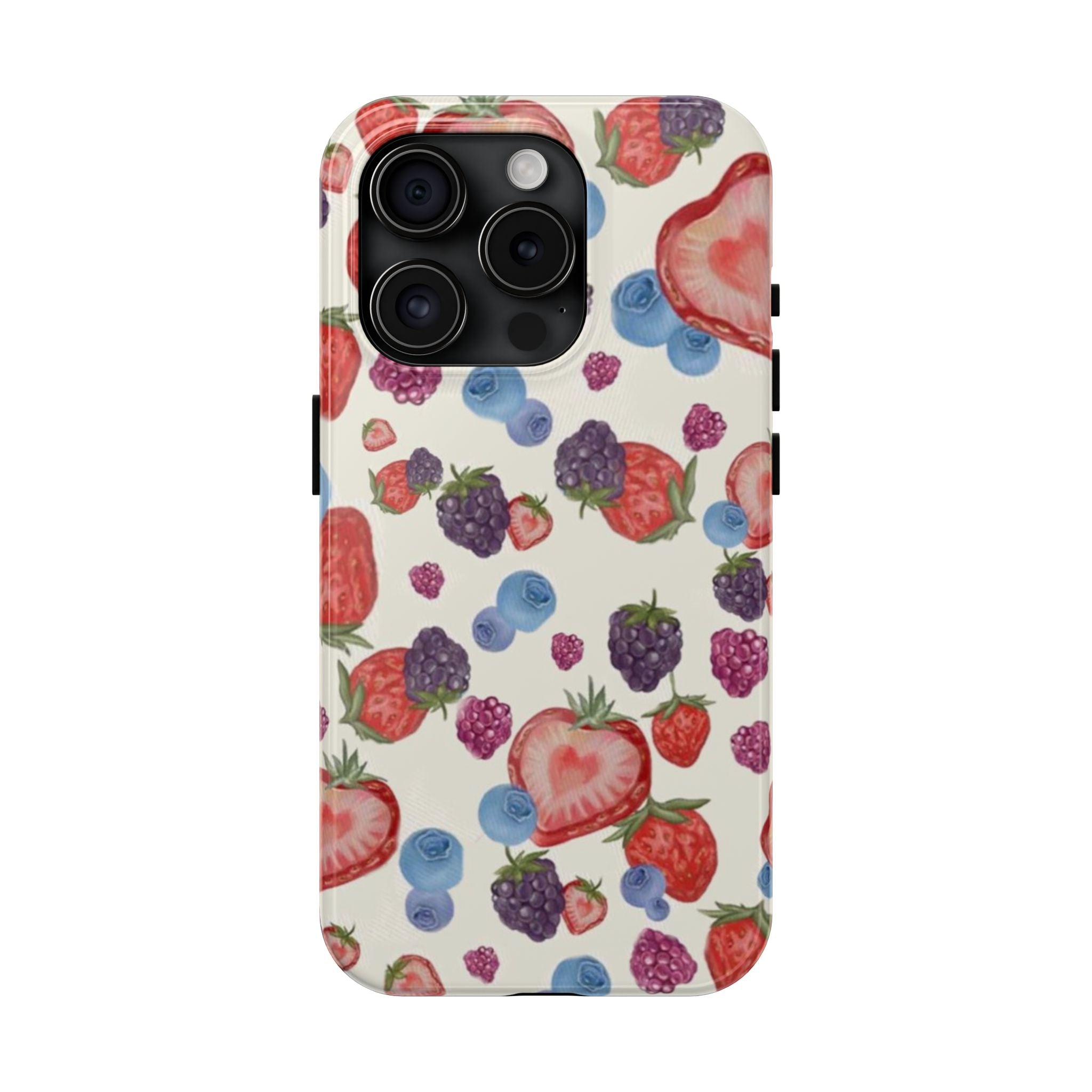 Vibrant Berry Pattern Phone Case | Tough Phone Cases, Floral Phone Cover, Berry Design, Gifts for Her, Summer Accessory