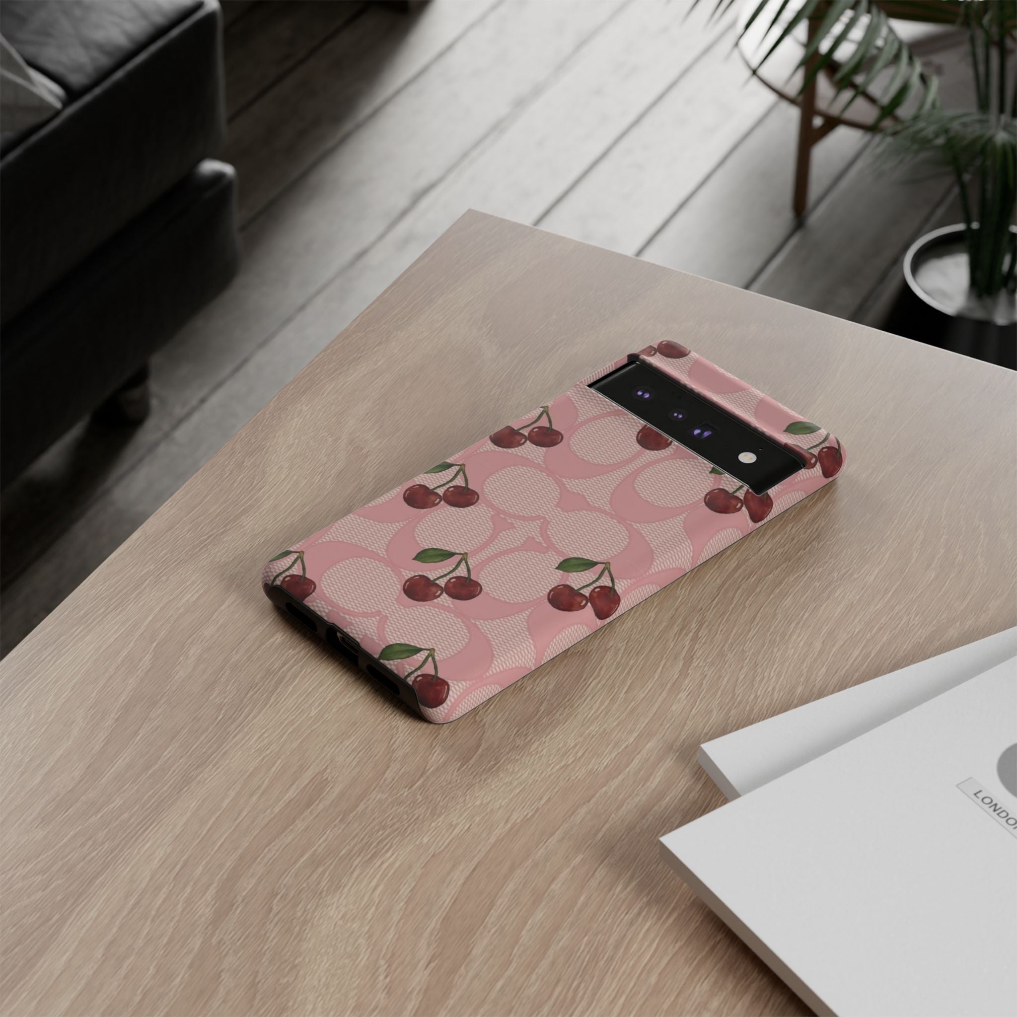 Cherry Pattern Magnetic Clear Impact Case | Phone Cover, Eco-friendly, Gift for Teens, Stylish Protection, Cherry Lovers