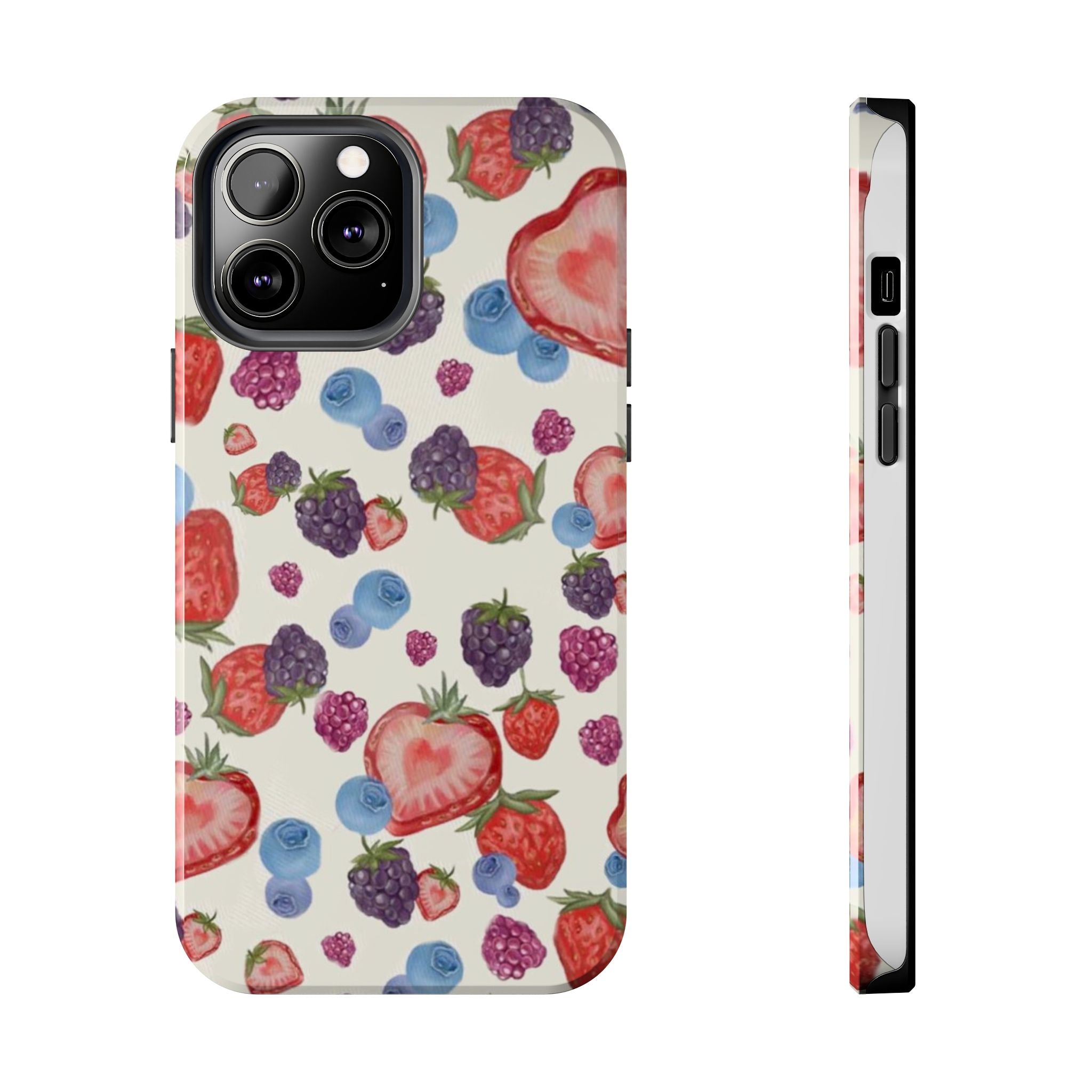 Vibrant Berry Pattern Phone Case | Tough Phone Cases, Floral Phone Cover, Berry Design, Gifts for Her, Summer Accessory